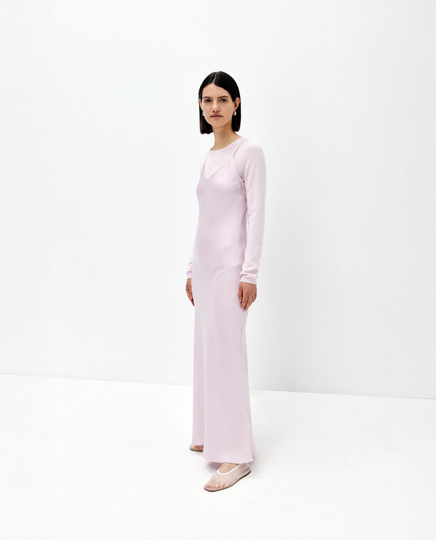 252-84004-60_1 - Allude - 7% Elastan 93% Seide A-Form Active Damen Kleid Rose SAPG::252-84004 Seide Spring/Summer 2025