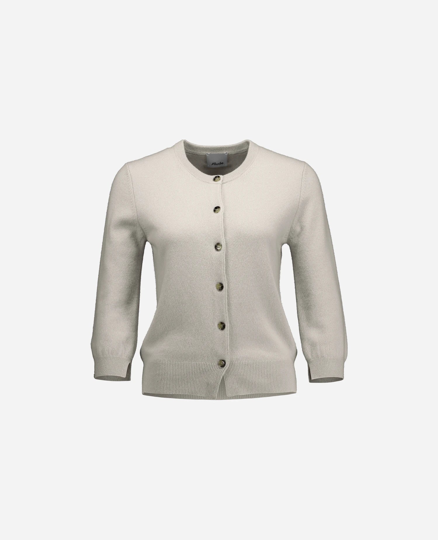 255-11107-80_3 - Allude - 100% Cashmere Active Damen Fall/Winter 2025/2026 Feinstrick Flachstrick Grau NEW Rundhals SAPG::255-11107 Strickjacke Taillierter Schnitt
