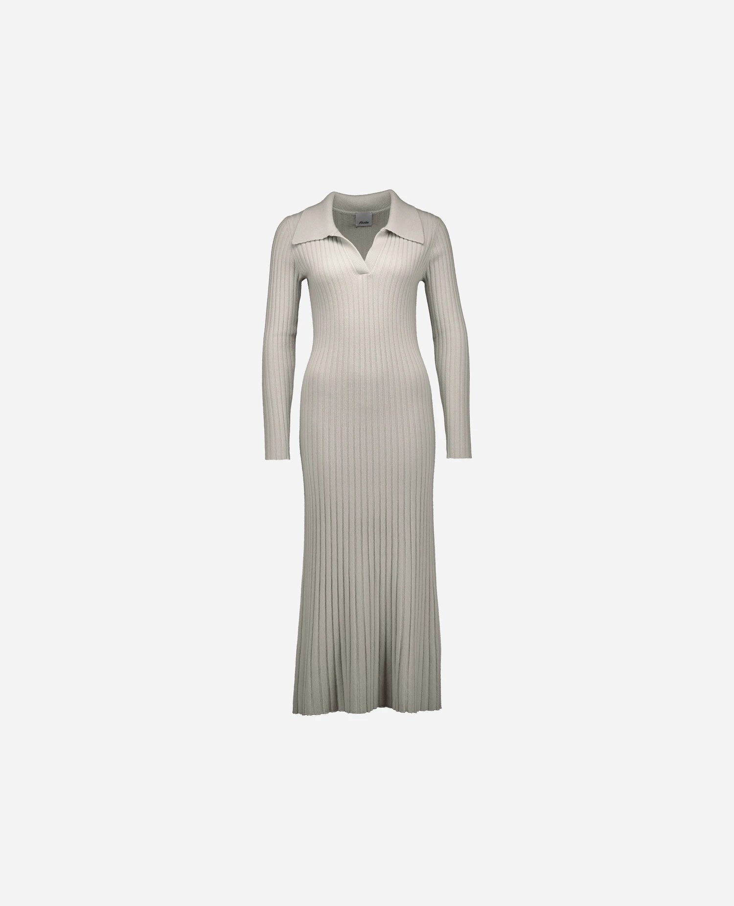 255-11145-80_3 - Allude - 0 100% Cashmere Active Damen Enger Schnitt Fall/Winter 2025/2026 Feinstrick Grau Kleid NEW Rippenmuster SAPG::255-11145