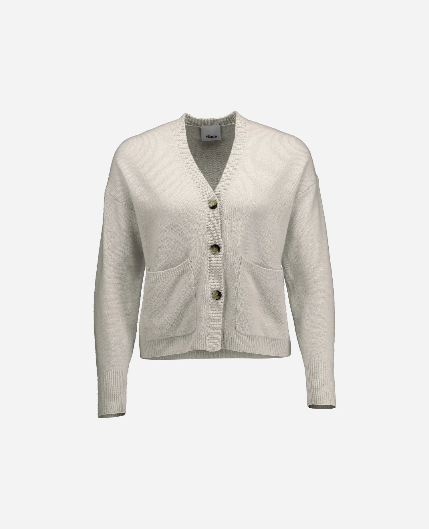 255-11170-80_3 - Allude - 100% Cashmere Active Damen Fall/Winter 2025/2026 Feinstrick Flachstrick Gerade Passform Grau NEW SAPG::255-11170 Strickjacke V-Ausschnitt