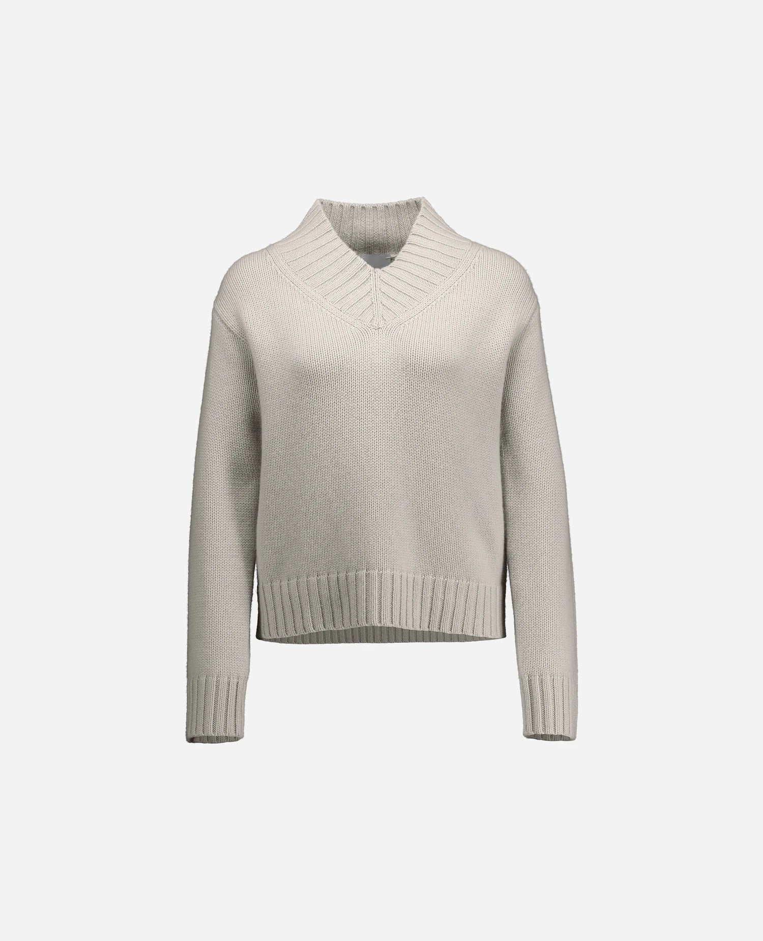 255-11184-80_3 - Allude - 100% Cashmere Active Damen Fall/Winter 2025/2026 Flachstrick Gerade Passform Grau Grobstrick NEW Pullover SAPG::255-11184 V-Ausschnitt