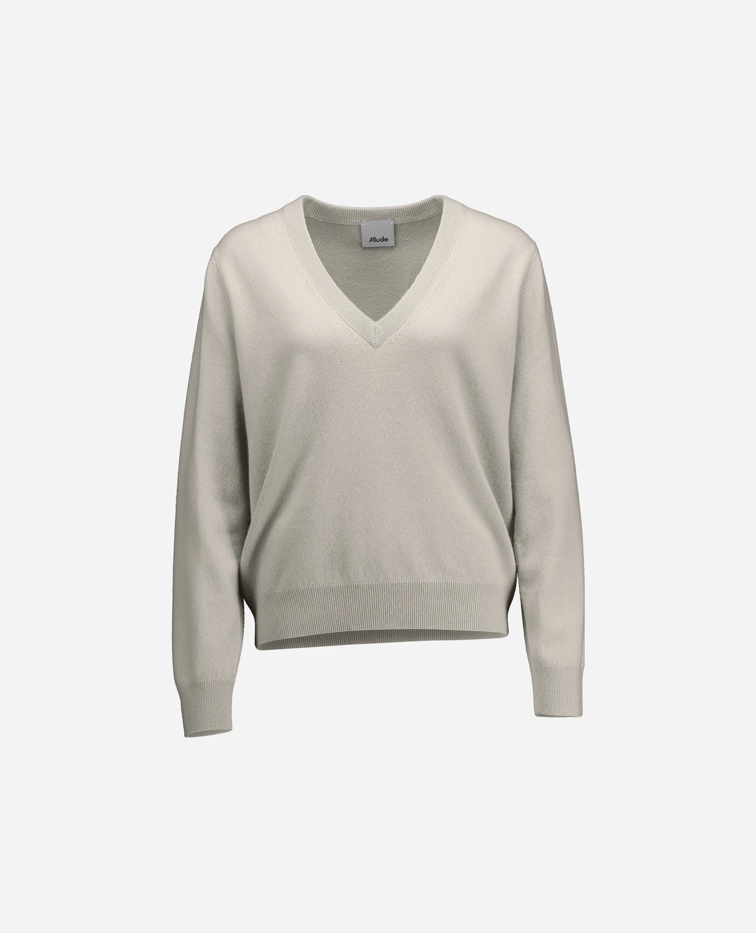 255-11191-80_3 - Allude - 100% Cashmere Active Damen Fall/Winter 2025/2026 Feinstrick Flachstrick Grau Lockerer Schnitt NEW Pullover SAPG::255-11191 V-Ausschnitt