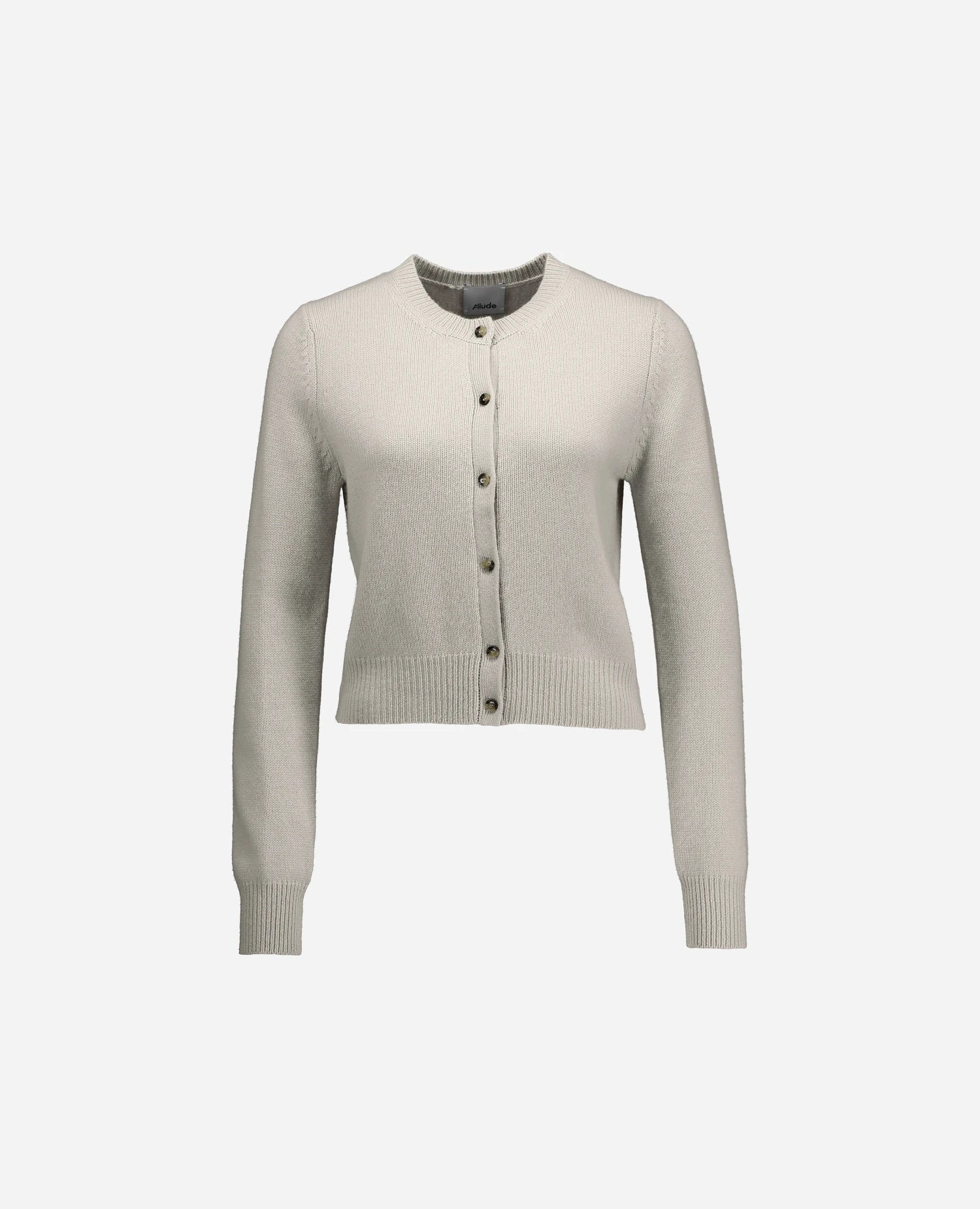 255-11201-80_3 - Allude - 100% Cashmere Active Damen Fall/Winter 2025/2026 Flachstrick Gerade Passform Grau mittelschwerer Strick NEW Rundhals SAPG::255-11201 Strickjacke