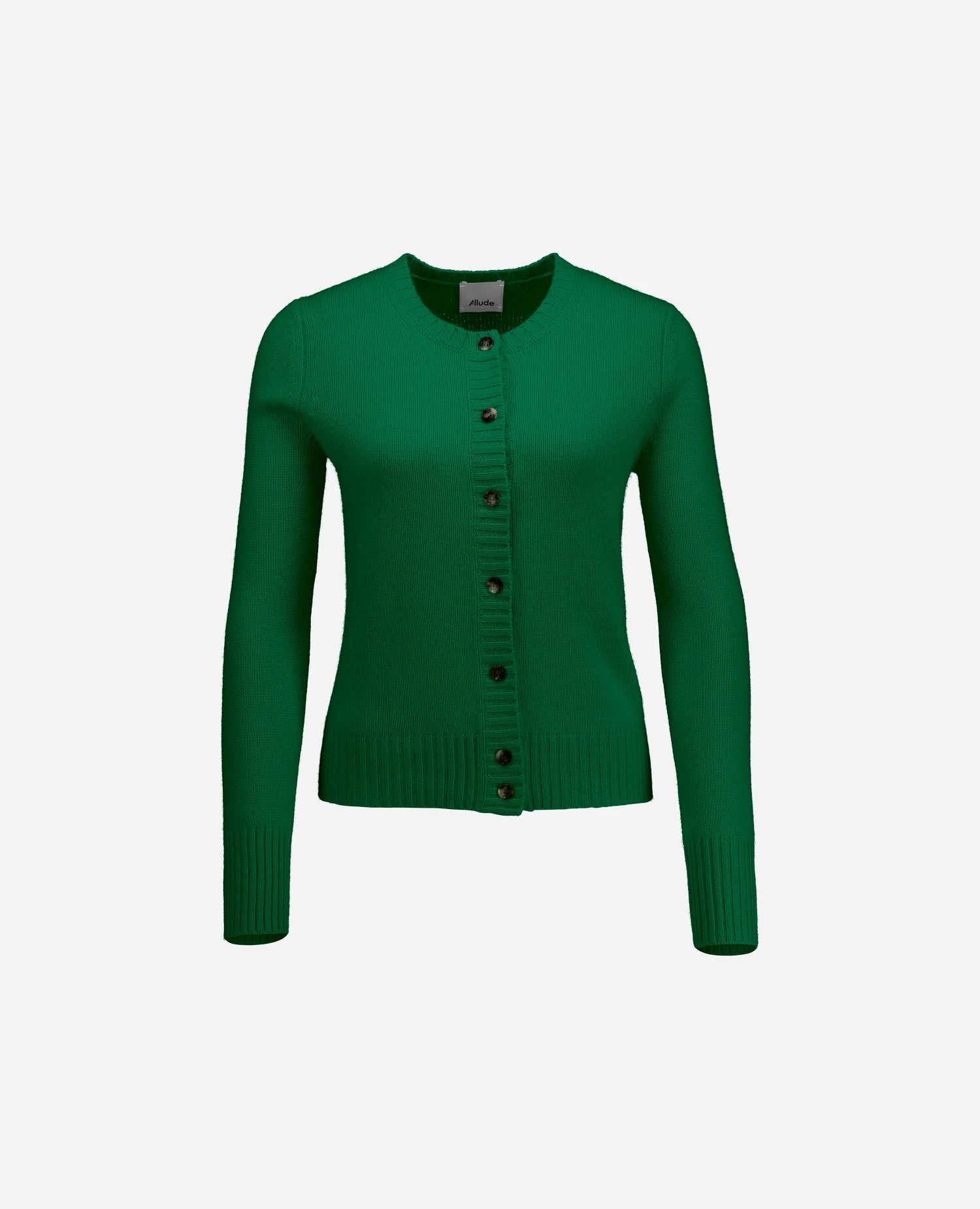 255-11231-33_3 - Allude - 100% Cashmere Active Damen Fall/Winter 2025/2026 Flachstrick Gerade Passform Grün mittelschwerer Strick NEW Rundhals SAPG::255-11231 Strickjacke