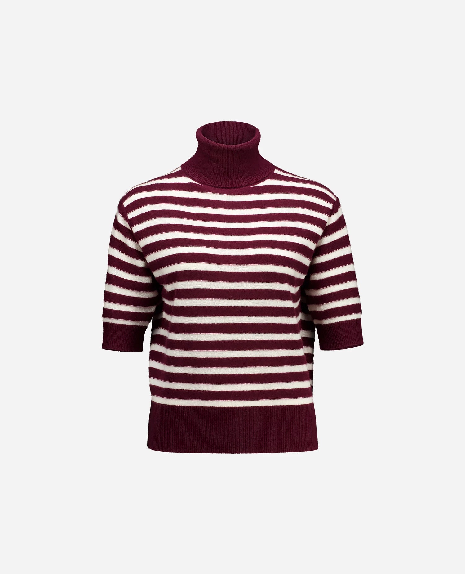 255-17024-68_1-3 - Allude - 30% Cashmere 70% Wolle Active Damen Fall/Winter 2025/2026 Feinstrick Flachstrick mit Streifen --> Streifendesign Gerade Passform NEW Pullover Rollkragen Rot SAPG::255-17024