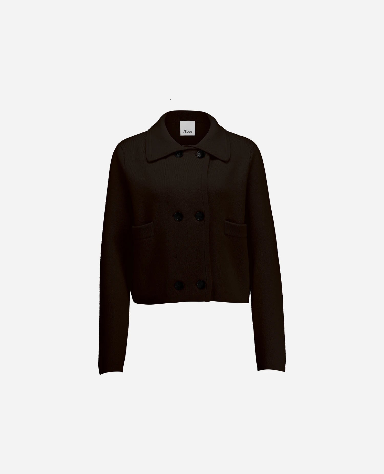 255-17601-49_3 - Allude - 0 30% Cashmere 70% Wolle Active Braun Damen Fall/Winter 2025/2026 Jacket Kastiger Schnitt mittelschwerer Strick NEW SAPG::255-17601 Uni Jacquardmuster