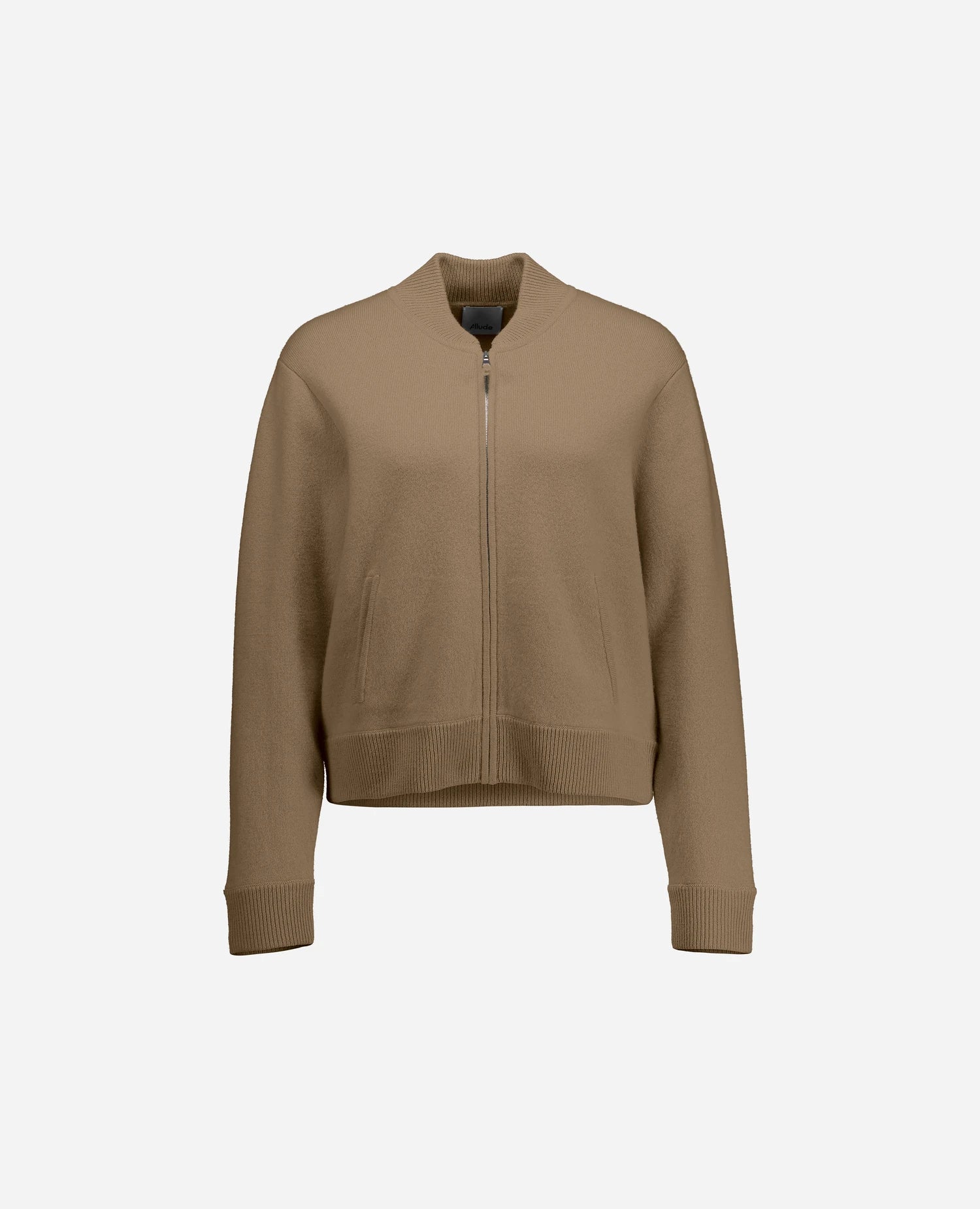 255-17608-43_3 - Allude - 0 30% Cashmere 70% Wolle Active Beige Damen Fall/Winter 2025/2026 Jacket Lockerer Schnitt mittelschwerer Strick NEW SAPG::255-17608 Uni Jacquardmuster