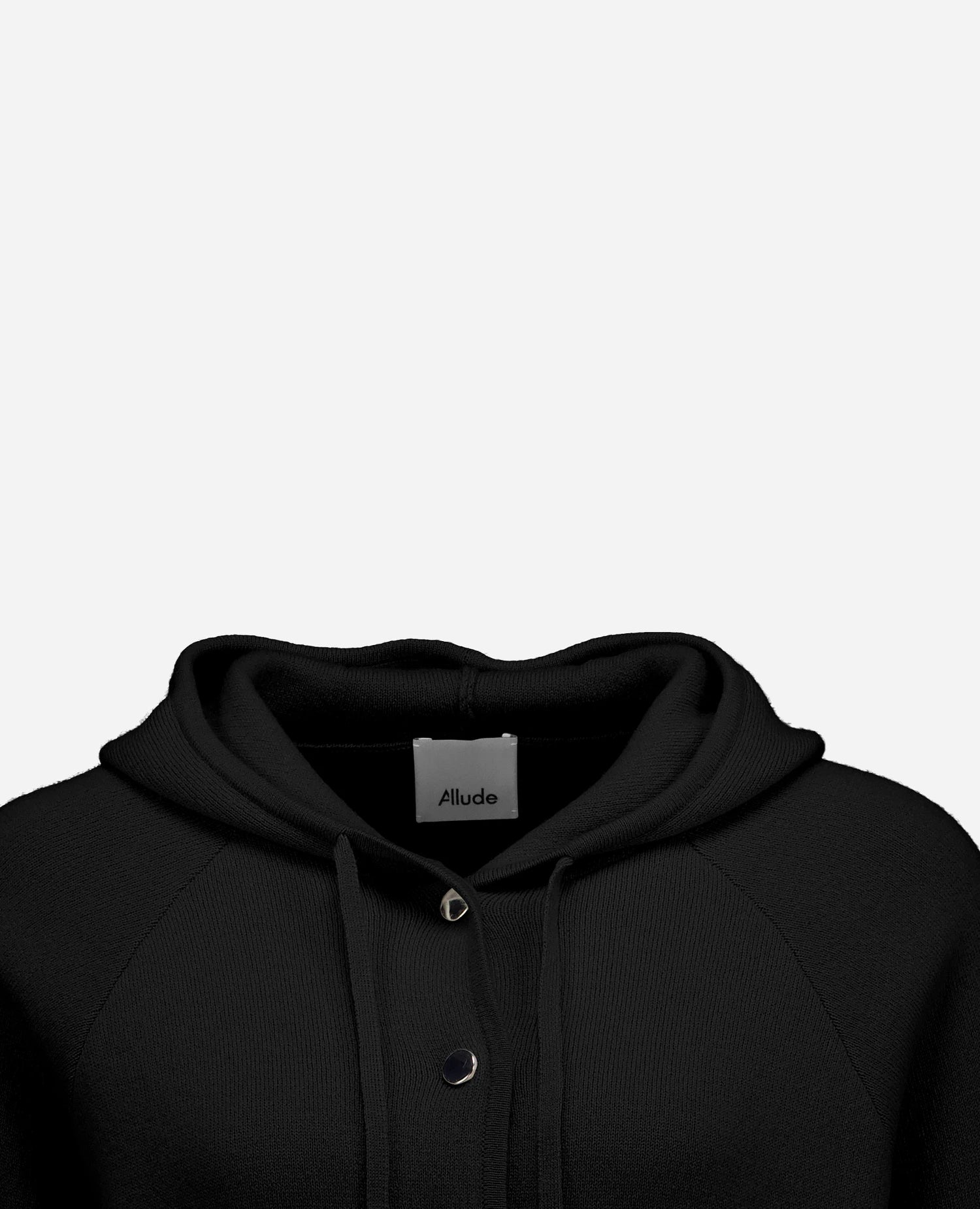 255-17613-90_40 - Allude - 30% Cashmere 70% Wolle Active Damen Fall/Winter 2025/2026 Kapuze Lockerer Schnitt mittelschwerer Strick NEW SAPG::255-17613 Schwarz Strickjacke Uni Jacquardmuster