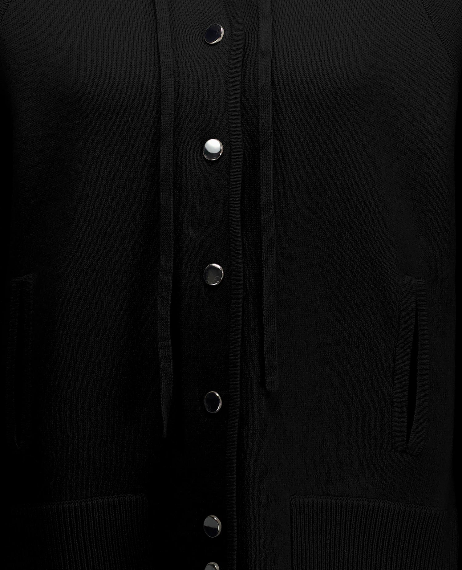 255-17613-90_41 - Allude - 30% Cashmere 70% Wolle Active Damen Fall/Winter 2025/2026 Kapuze Lockerer Schnitt mittelschwerer Strick NEW SAPG::255-17613 Schwarz Strickjacke Uni Jacquardmuster