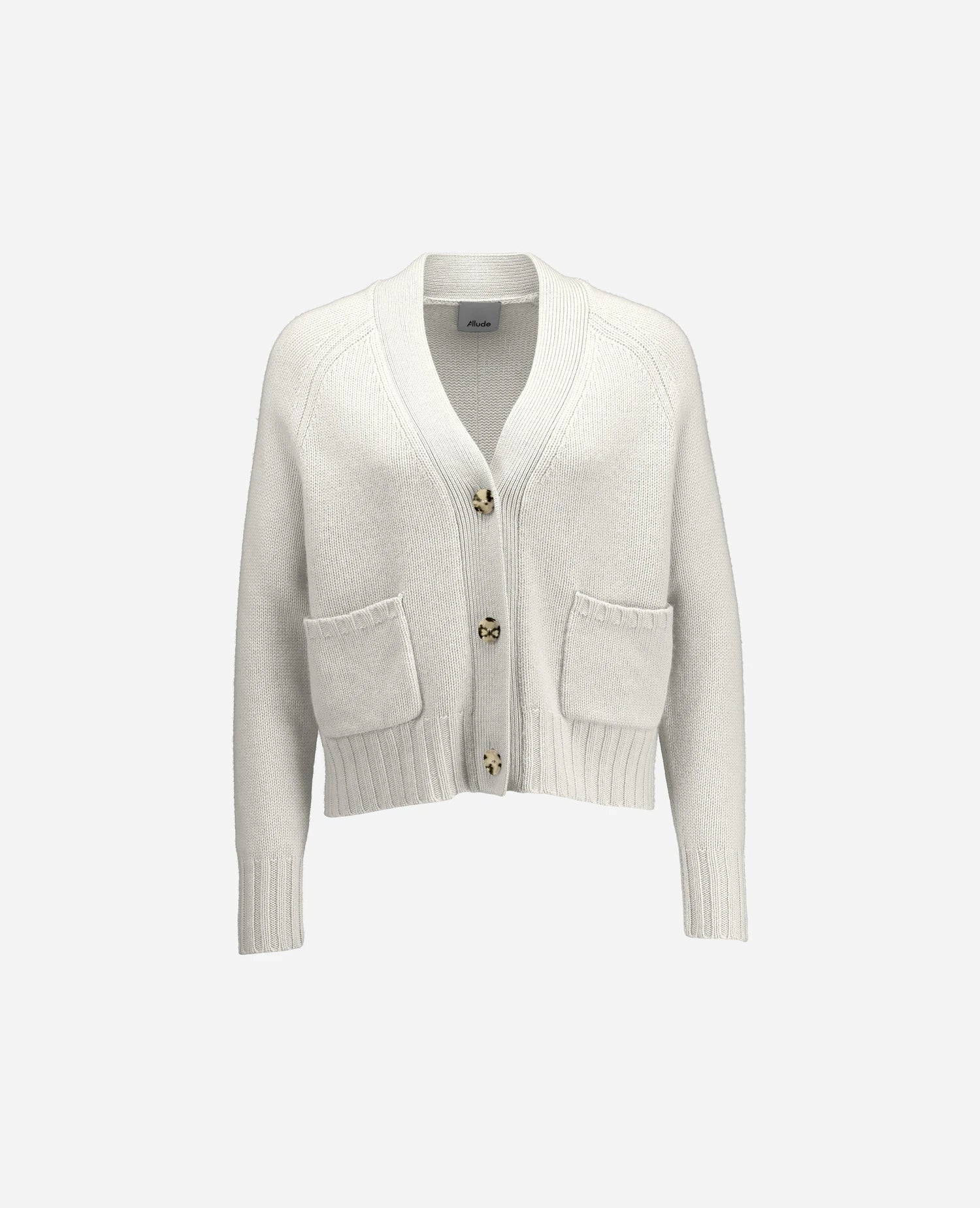 255-17630-40_3 - Allude - 30% Cashmere 70% Wolle Active Damen Fall/Winter 2025/2026 Flachstrick Gerade Passform Grobstrick NEW SAPG::255-17630 Strickjacke V-Ausschnitt Weiß