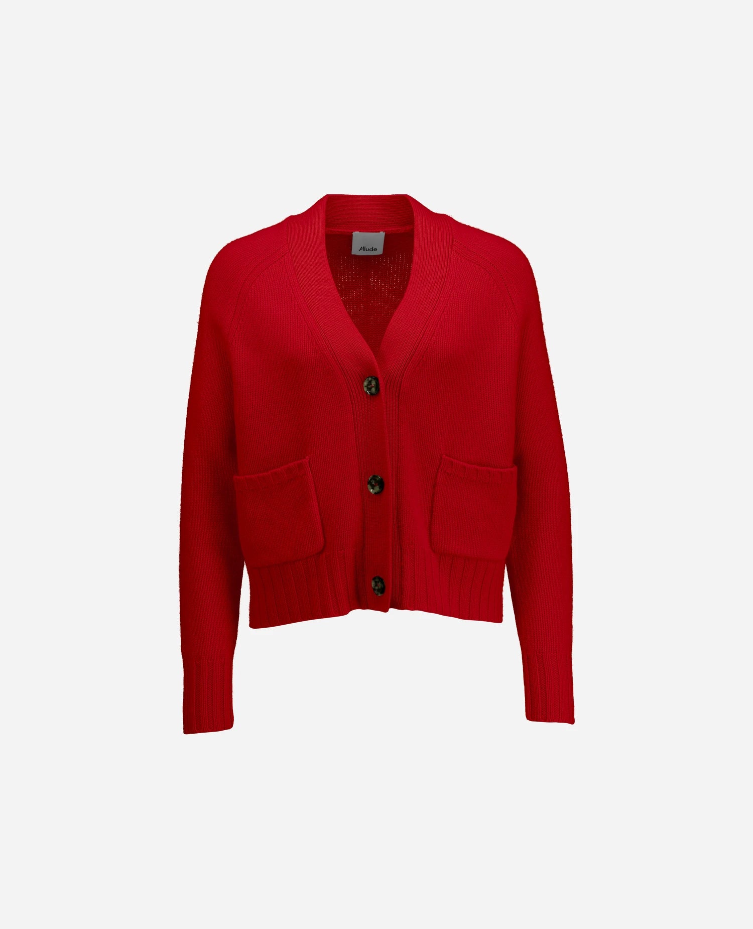 255-17630-64_3 - Allude - 30% Cashmere 70% Wolle Active Damen Fall/Winter 2025/2026 Flachstrick Gerade Passform Grobstrick NEW Rot SAPG::255-17630 Strickjacke V-Ausschnitt