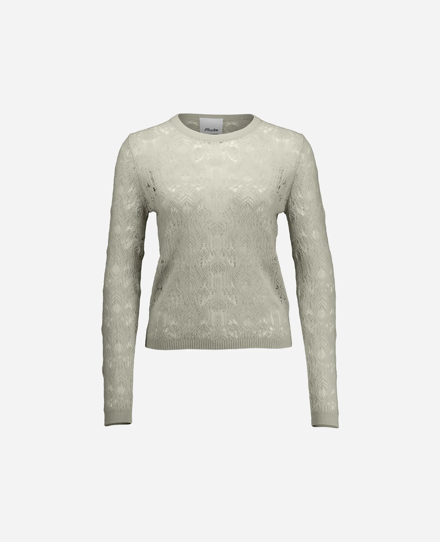 255-17661-82_3 - Allude - 30% Cashmere 70% Wolle Active Ajour-Strick Damen Enger Schnitt Fall/Winter 2025/2026 Feinstrick Grau NEW Pullover Rundhals SAPG::255-17661