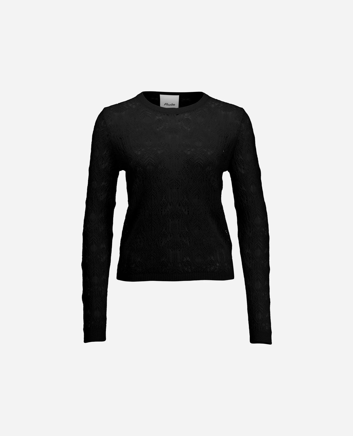 255-17661-90_3 - Allude - 30% Cashmere 70% Wolle Active Ajour-Strick Damen Enger Schnitt Fall/Winter 2025/2026 Feinstrick NEW Pullover Rundhals SAPG::255-17661 Schwarz