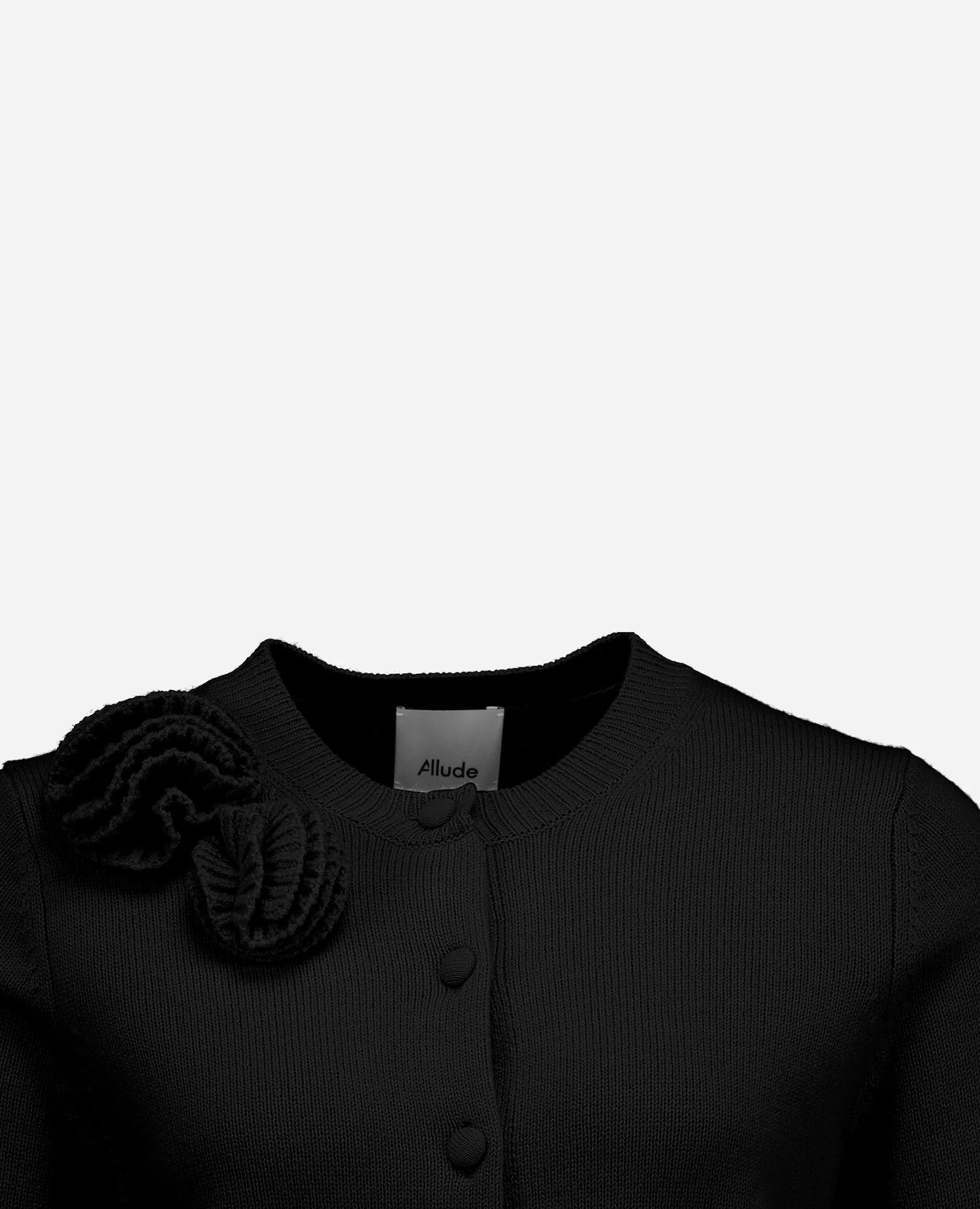 255-17680-90_40 - Allude - 30% Cashmere 70% Wolle Active Damen Fall/Winter 2025/2026 Flachstrick Kastiger Schnitt mittelschwerer Strick NEW Rundhals SAPG::255-17680 Schwarz Strickjacke