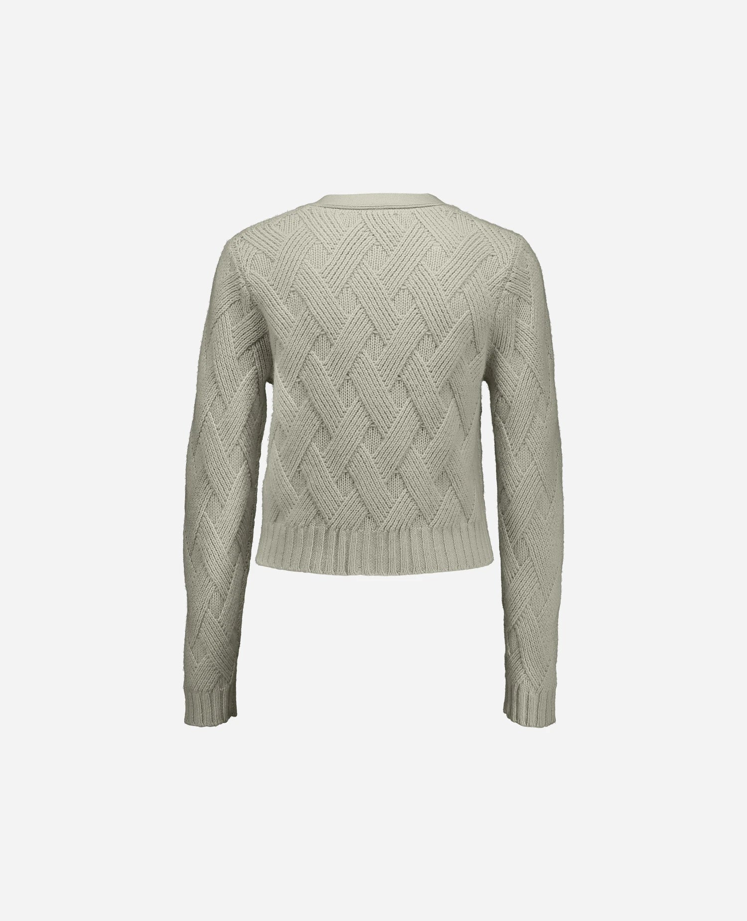 255-17690-82_4 - Allude - 30% Cashmere 70% Wolle Active Damen Fall/Winter 2025/2026 Grau Grobstrick Kastiger Schnitt NEW Rauten-Strickmuster SAPG::255-17690 Strickjacke V-Ausschnitt