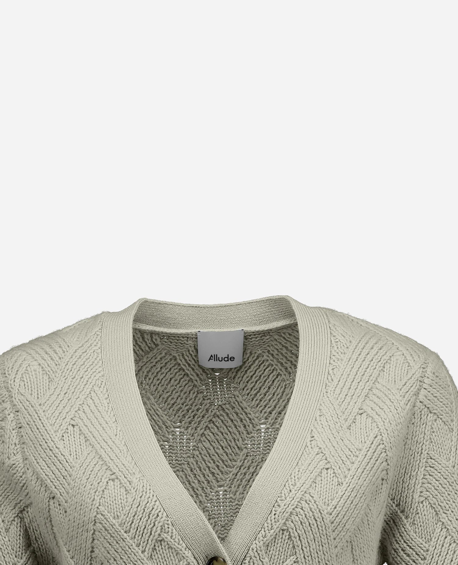 255-17690-82_40 - Allude - 30% Cashmere 70% Wolle Active Damen Fall/Winter 2025/2026 Grau Grobstrick Kastiger Schnitt NEW Rauten-Strickmuster SAPG::255-17690 Strickjacke V-Ausschnitt