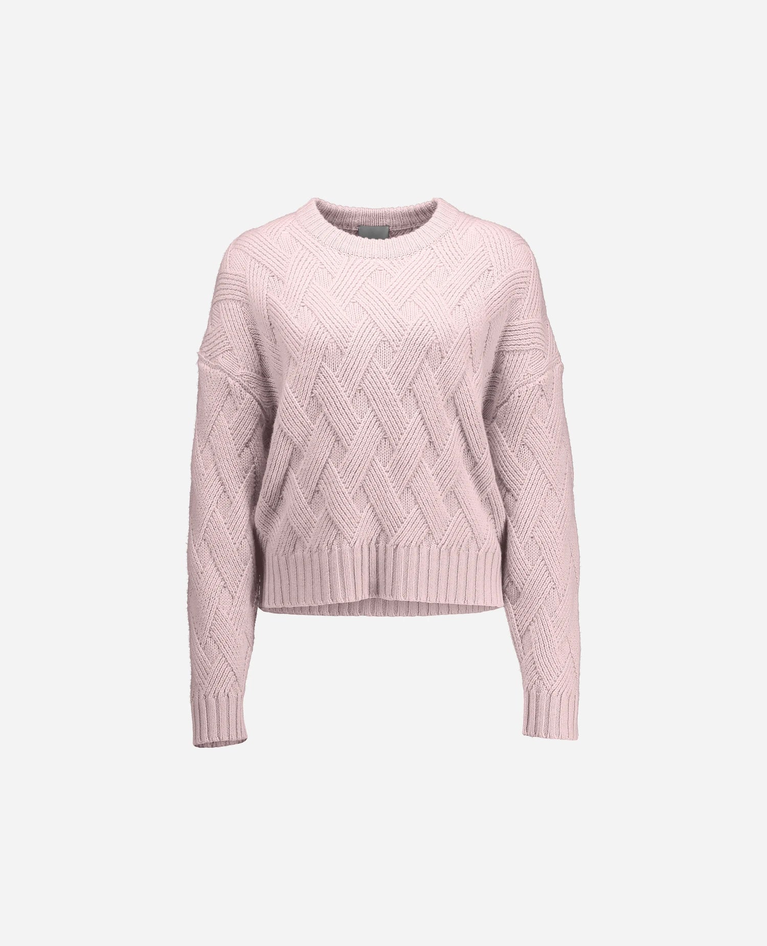 255-17691-60_3 - Allude - 30% Cashmere 70% Wolle Active Damen Fall/Winter 2025/2026 Grobstrick Lockerer Schnitt NEW Pullover Rauten-Strickmuster Rose Rundhals SAPG::255-17691