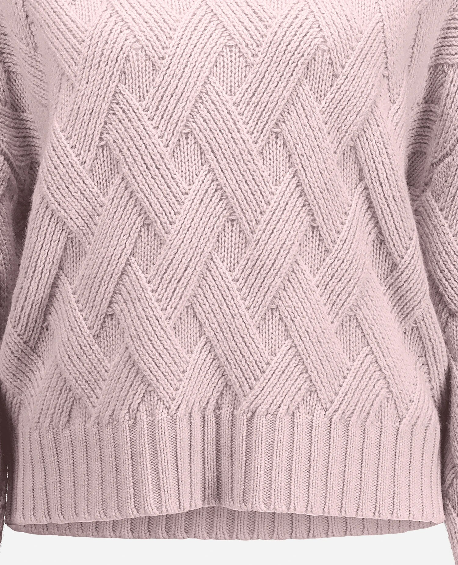 255-17691-60_41 - Allude - 30% Cashmere 70% Wolle Active Damen Fall/Winter 2025/2026 Grobstrick Lockerer Schnitt NEW Pullover Rauten-Strickmuster Rose Rundhals SAPG::255-17691