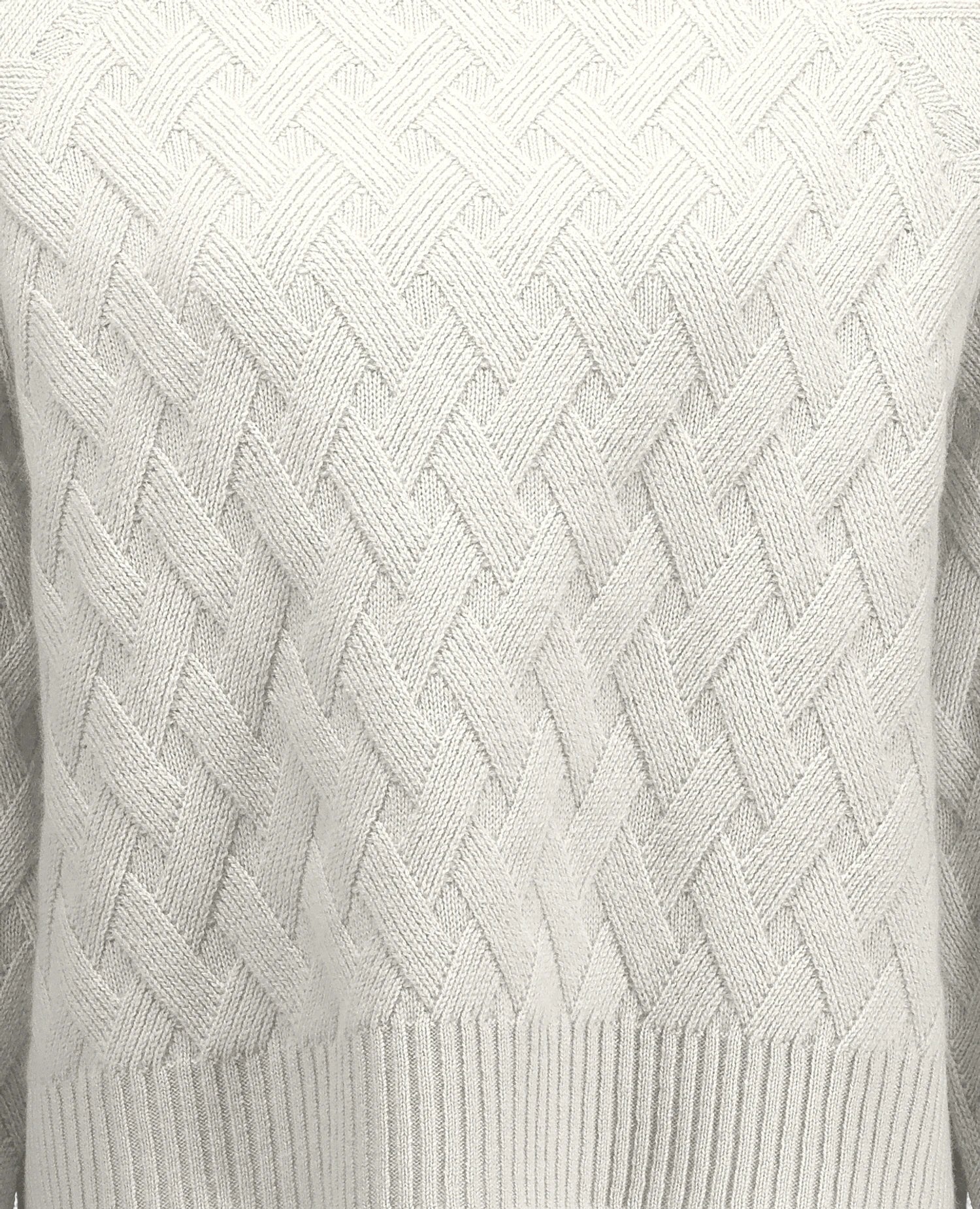 255-17692-40_41 - Allude - 30% Cashmere 70% Wolle Active Damen Fall/Winter 2025/2026 Lockerer Schnitt mittelschwerer Strick NEW Pullover Rauten-Strickmuster SAPG::255-17692 Stehkragen Weiß