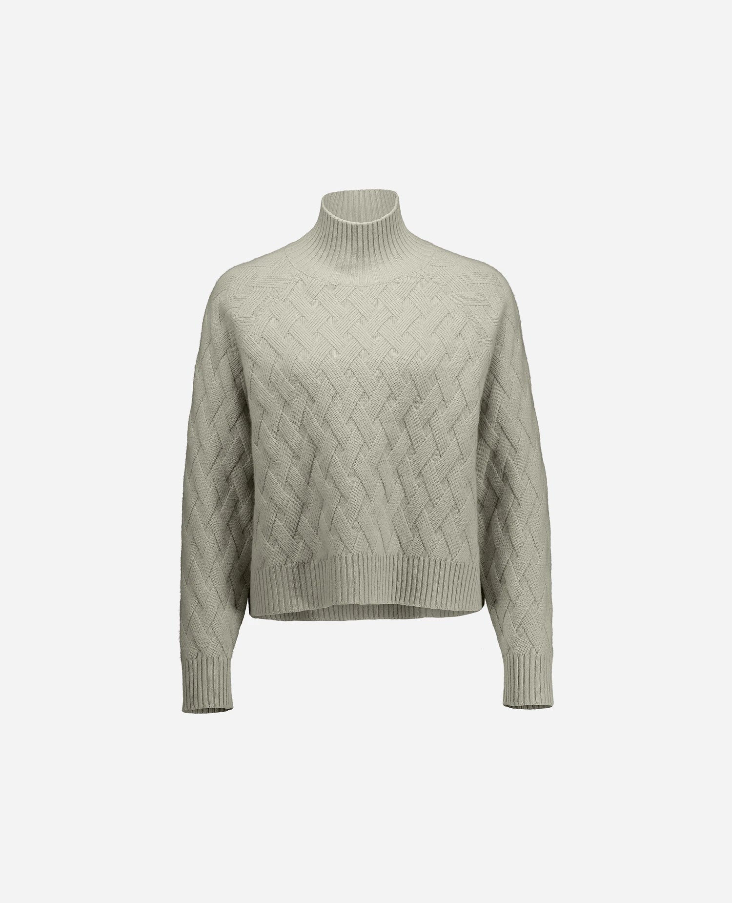 255-17692-82_3 - Allude - 30% Cashmere 70% Wolle Active Damen Fall/Winter 2025/2026 Grau Lockerer Schnitt mittelschwerer Strick NEW Pullover Rauten-Strickmuster SAPG::255-17692 Stehkragen