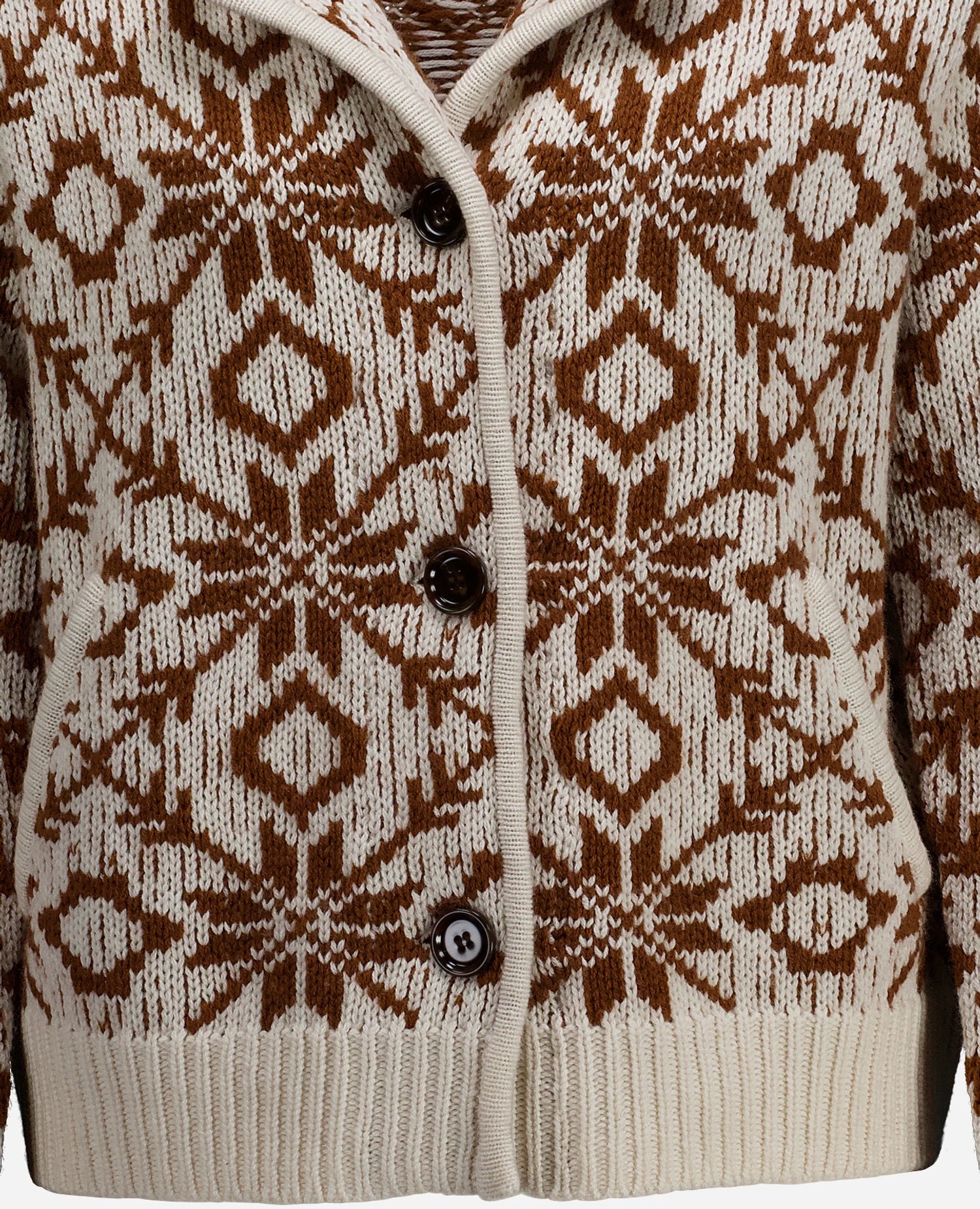 255-17770-4144_41 - Allude - 0 30% Cashmere 70% Wolle Active Creme Damen Fall/Winter 2025/2026 Grobstrick Kastiger Schnitt NEW Norweger Strickmuster SAPG::255-17770 Strickjacke