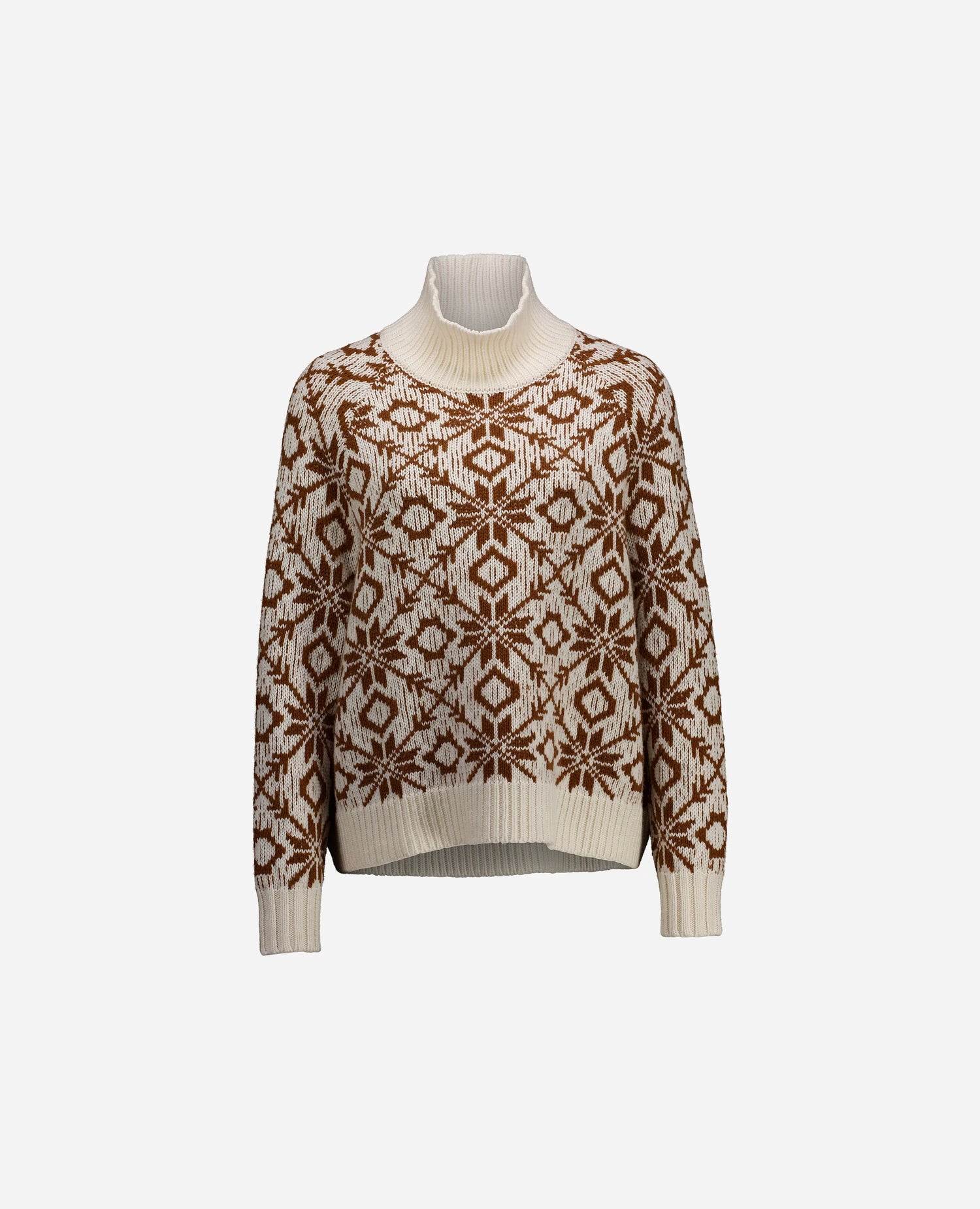 255-17771-4144_3 - Allude - 30% Cashmere 70% Wolle Active Creme Damen Fall/Winter 2025/2026 Grobstrick Lockerer Schnitt NEW Norweger Strickmuster Pullover SAPG::255-17771 Stehkragen