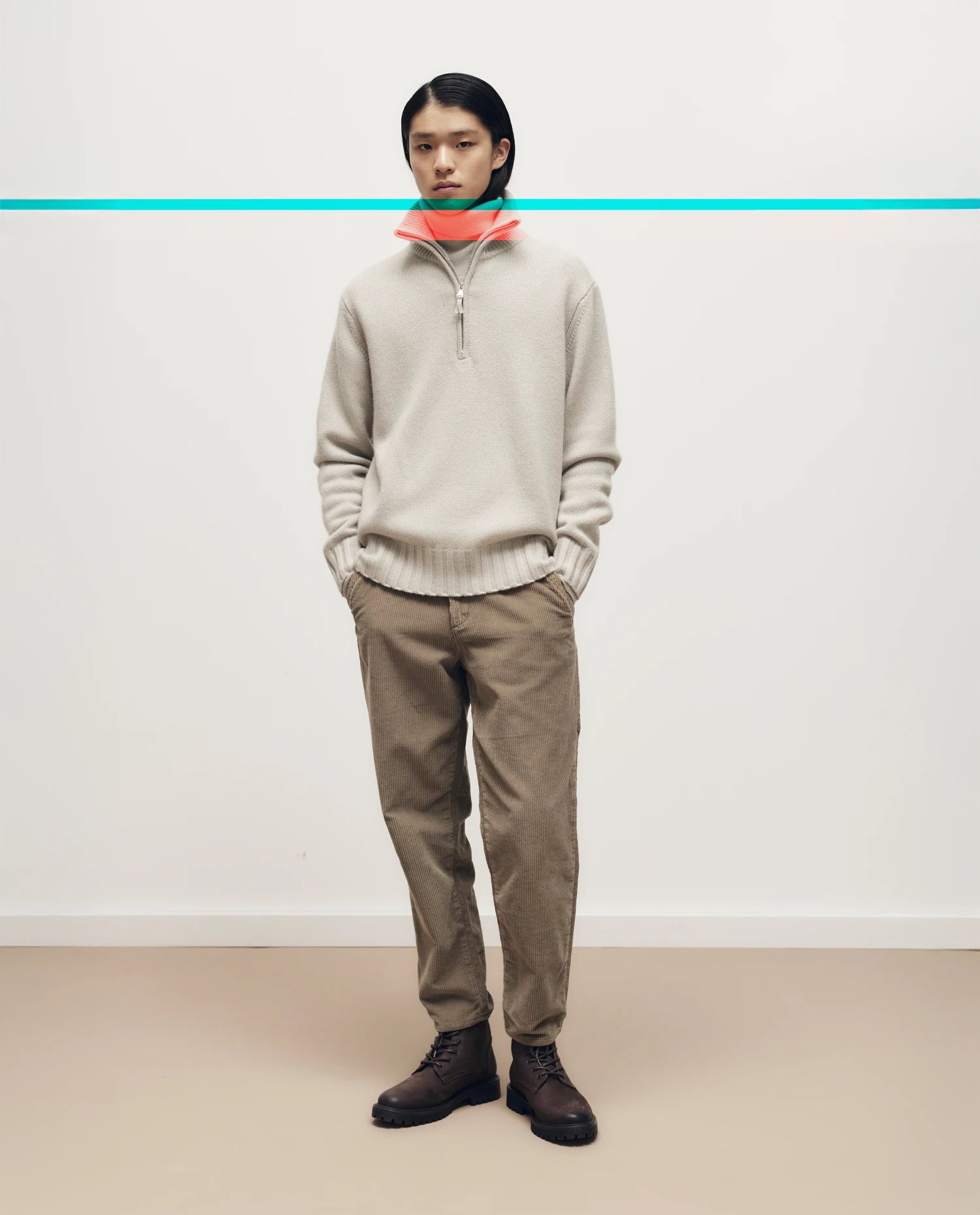255-30002-82_1 - Allude - 0 100% Cashmere Active Fall/Winter 2025/2026 Flachstrick Gerade Passform Grau Grobstrick Herren NEW Pullover SAPG::255-30002
