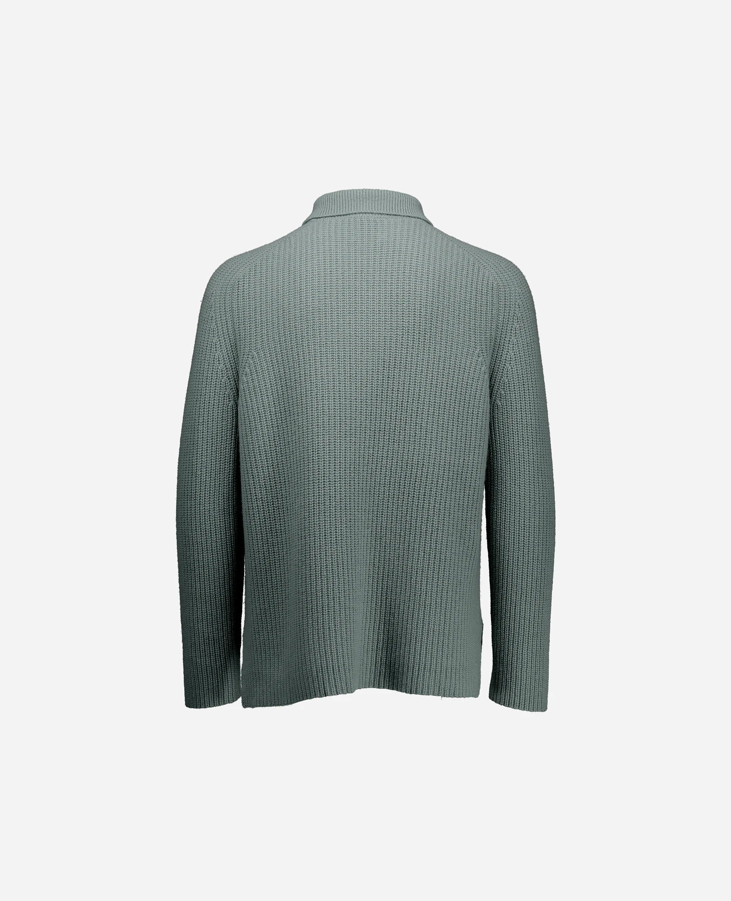 255-37041-31_4 - Allude - 30% Cashmere 70% Wolle Active Fall/Winter 2025/2026 Grobstrick Grün Halber Patentstrick Herren Lockerer Schnitt NEW Polo Pullover SAPG::255-37041