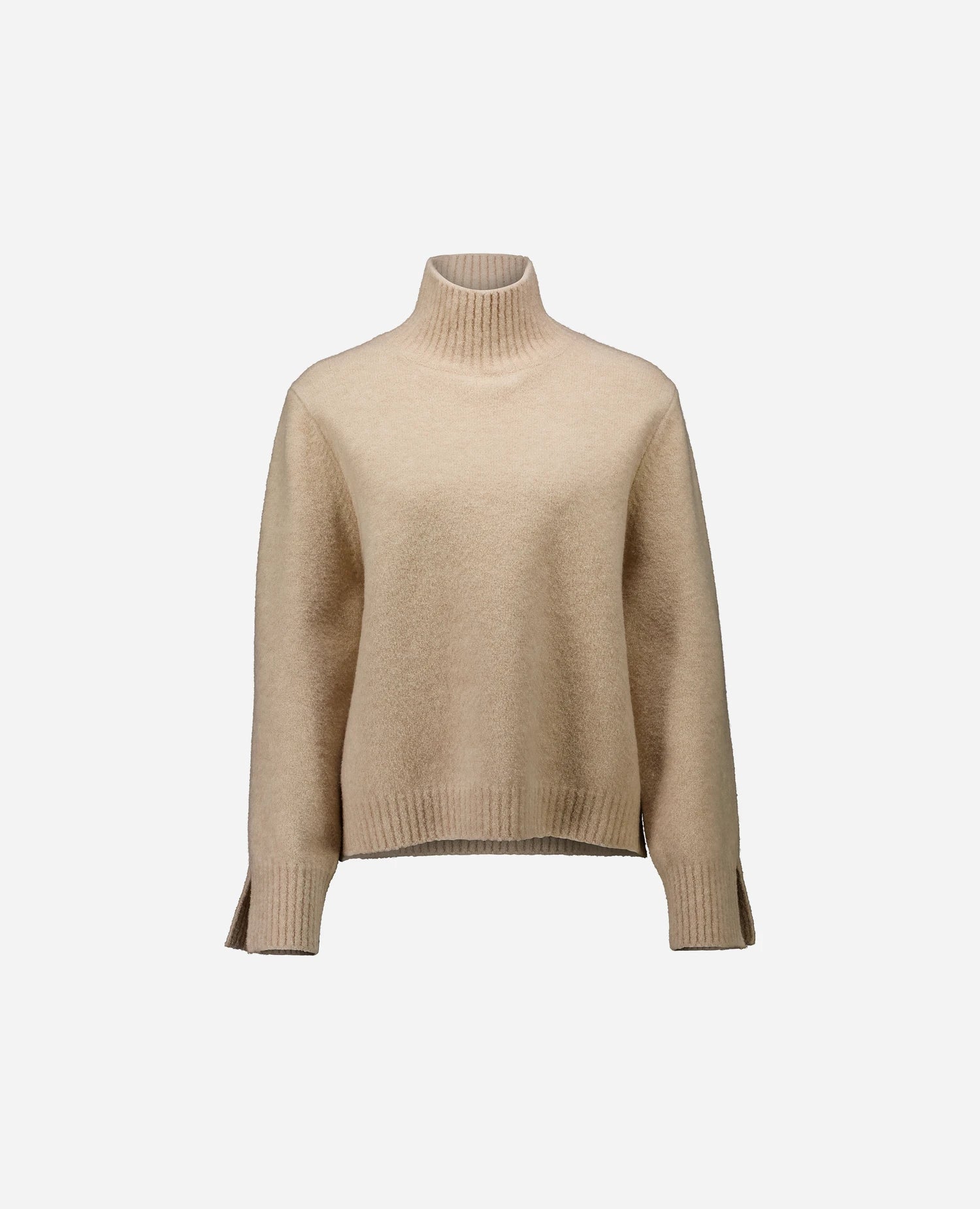 255-63005-48_3 - Allude - 2% Elastan 22% Cashmere 24% Polyamid 52% Merino Wolle Active Beige Damen Fall/Winter 2025/2026 Flachstrick Grobstrick Lockerer Schnitt NEW Pullover SAPG::255-63005 Stehkragen