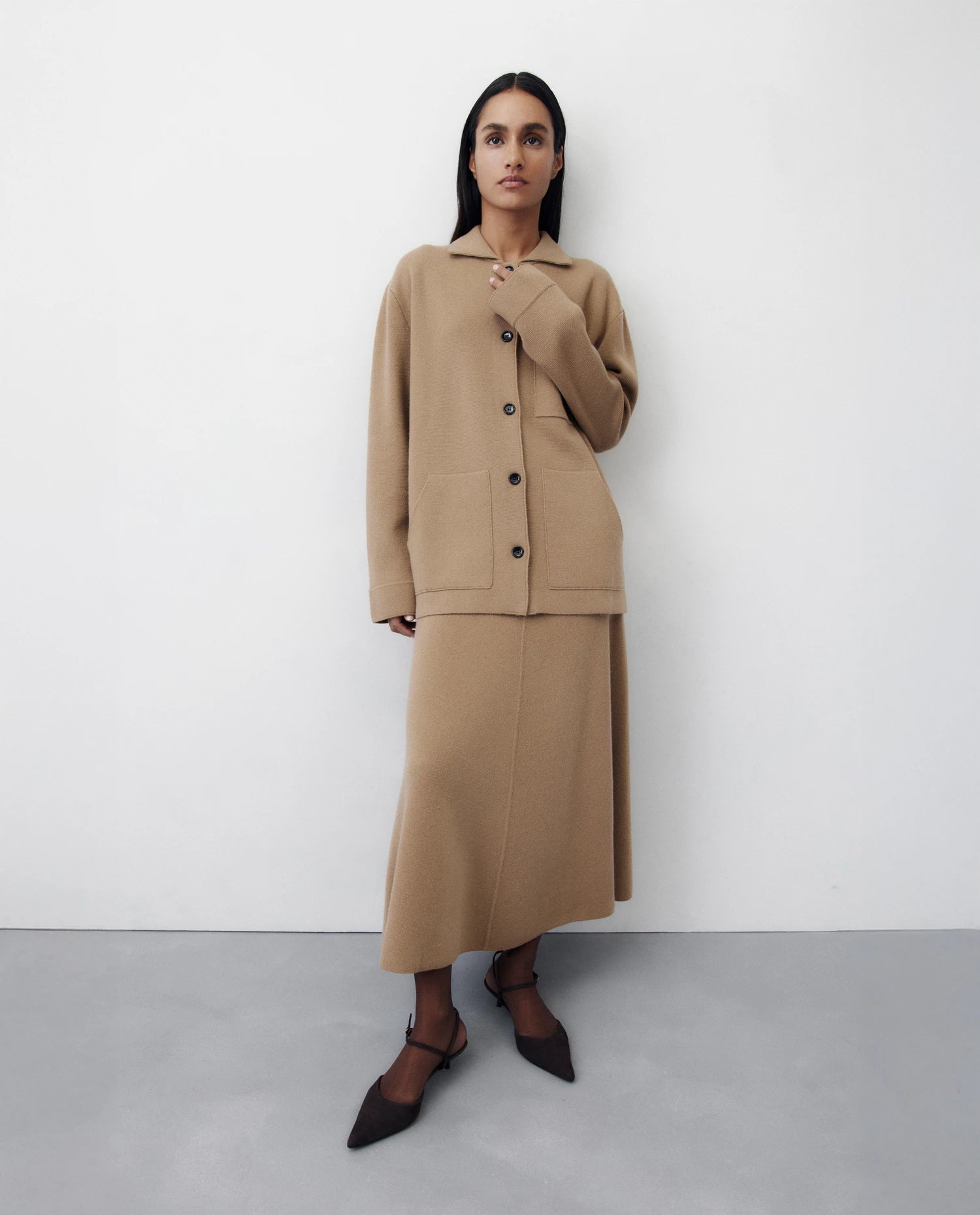 256-20610-43_1 - Allude - 30% Cashmere 70% Wolle Active Beige Damen Holiday 2026 Jacket NEW SAPG::256-20610 Wolle
