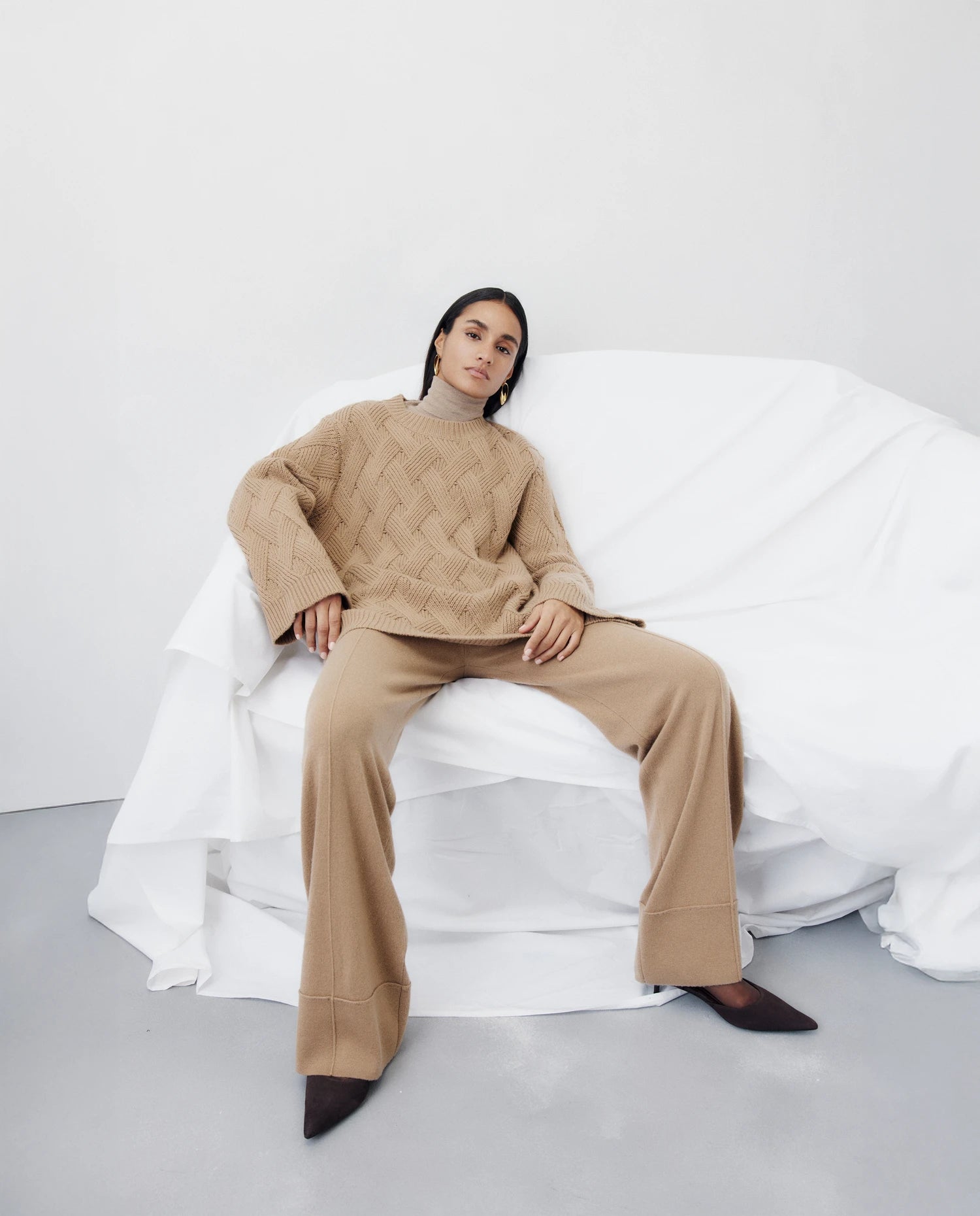 256-20673-43_2 - Allude - 30% Cashmere 70% Wolle Beige Damen Holiday 2026 Hose SAPG::256-20673 Wolle