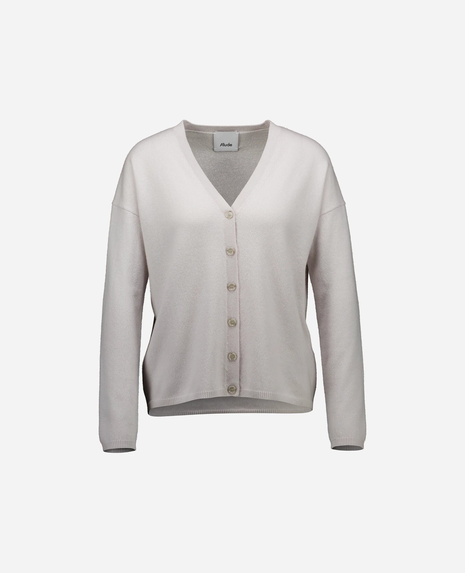 262-11112-80_1 - Allude - 100% Cashmere Cashmere Damen Grau Langarm SAPG::262-11112 Spring/Summer 2026 Strickjacke V-Ausschnitt