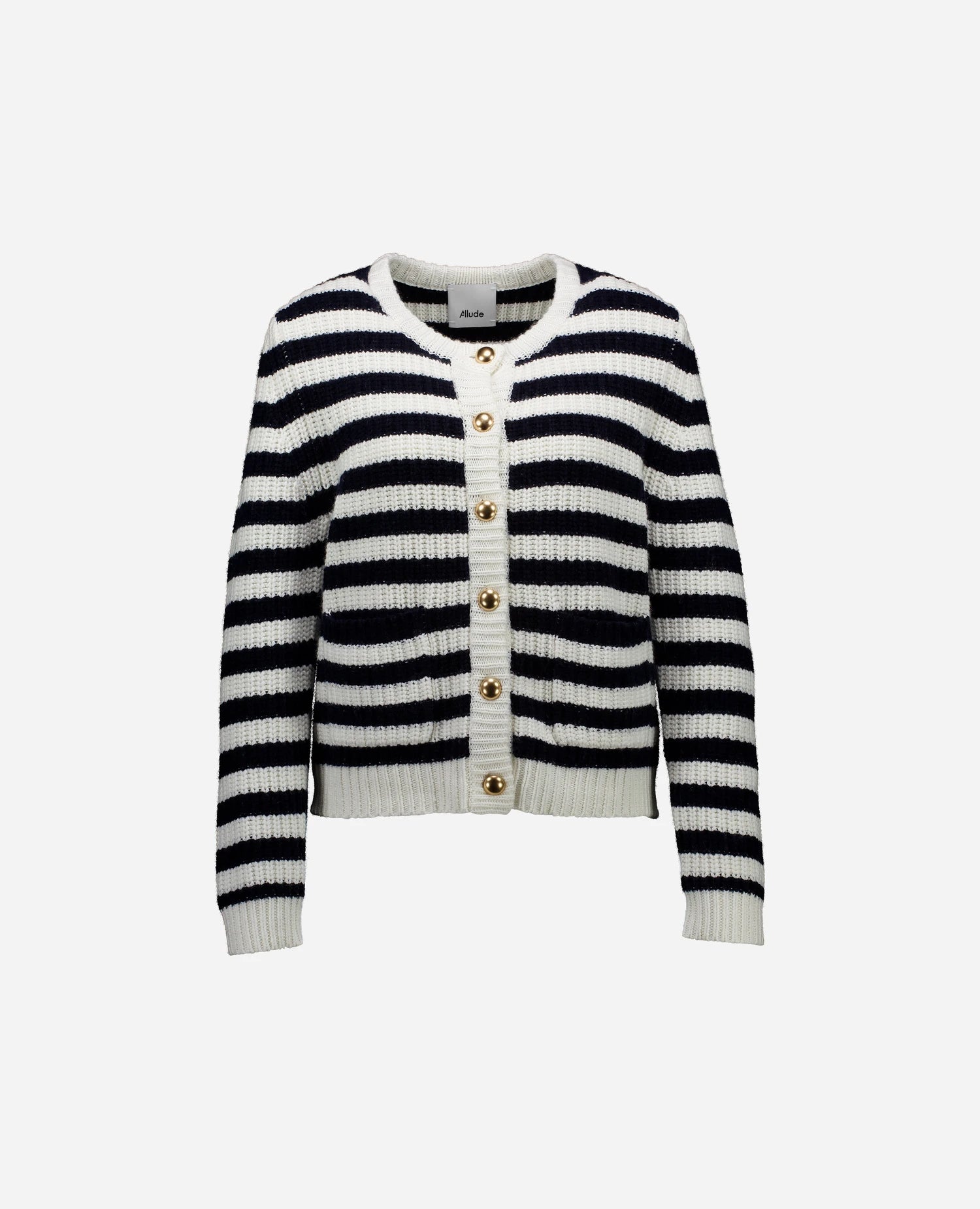 262-15040-4014_1 - Allude - 30% Cashmere 70% Baumwolle Active Baumwolle Damen Langarm NEW Rundhals SAPG::262-15040 Spring/Summer 2026 Strickjacke Weiß