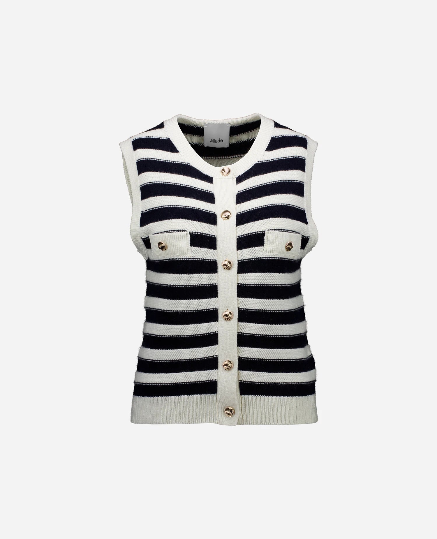 262-15042-4014_1 - Allude - 30% Cashmere 70% Baumwolle Baumwolle Damen SAPG::262-15042 Spring/Summer 2026 Weiß Weste