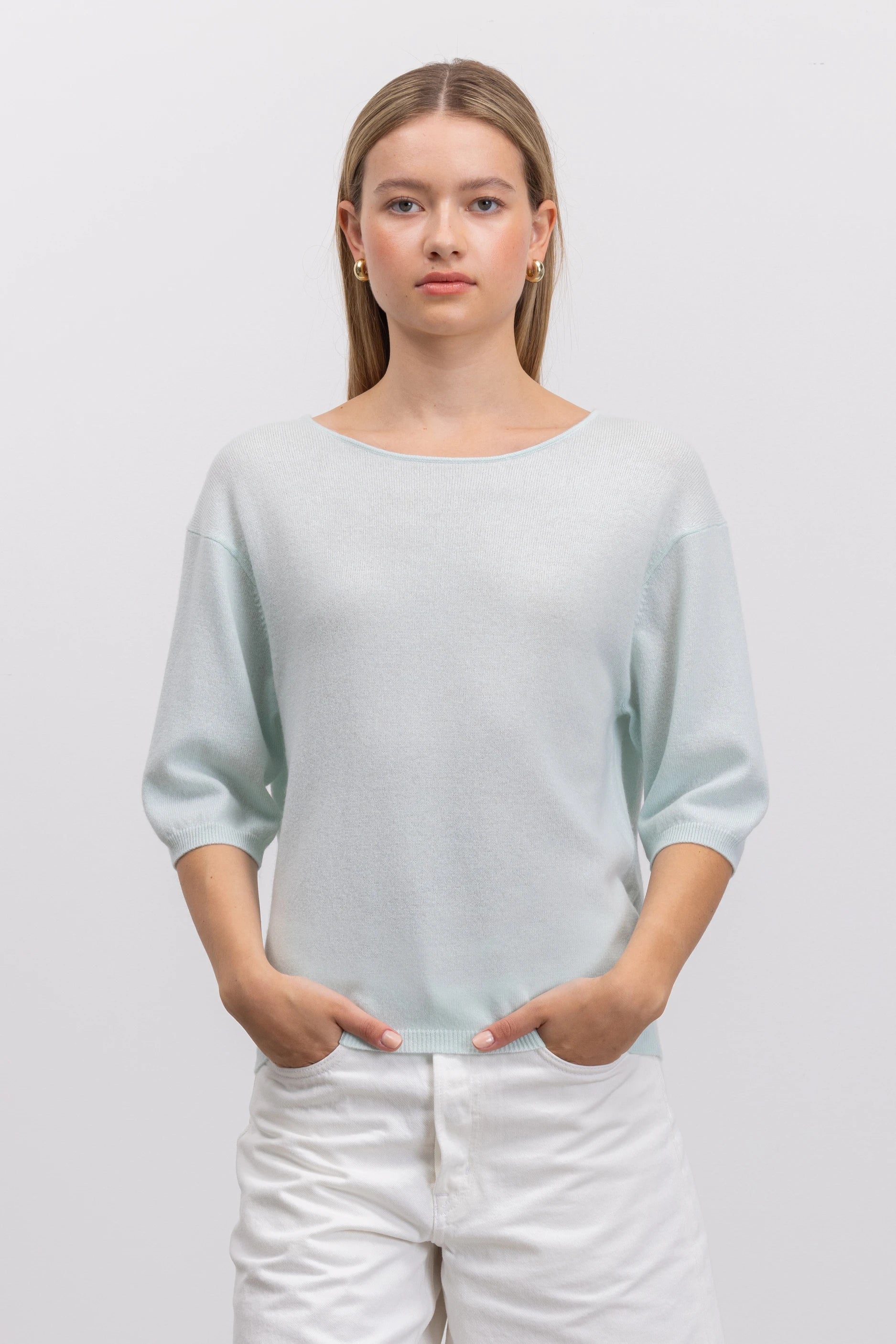 262-17052-30_6 - Allude - 30% Cashmere 70% Wolle Active Damen Grün Halbarm Pullover Rundhals SAPG::262-17052 Spring/Summer 2026 Wolle