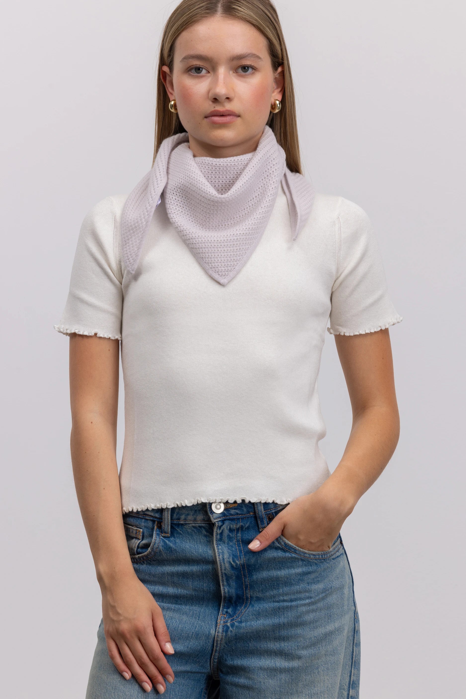262-17092-80_5 - Allude - 30% Cashmere 70% Wolle Accessoires Damen Grau SAPG::262-17092 Schal Spring/Summer 2026 Wolle