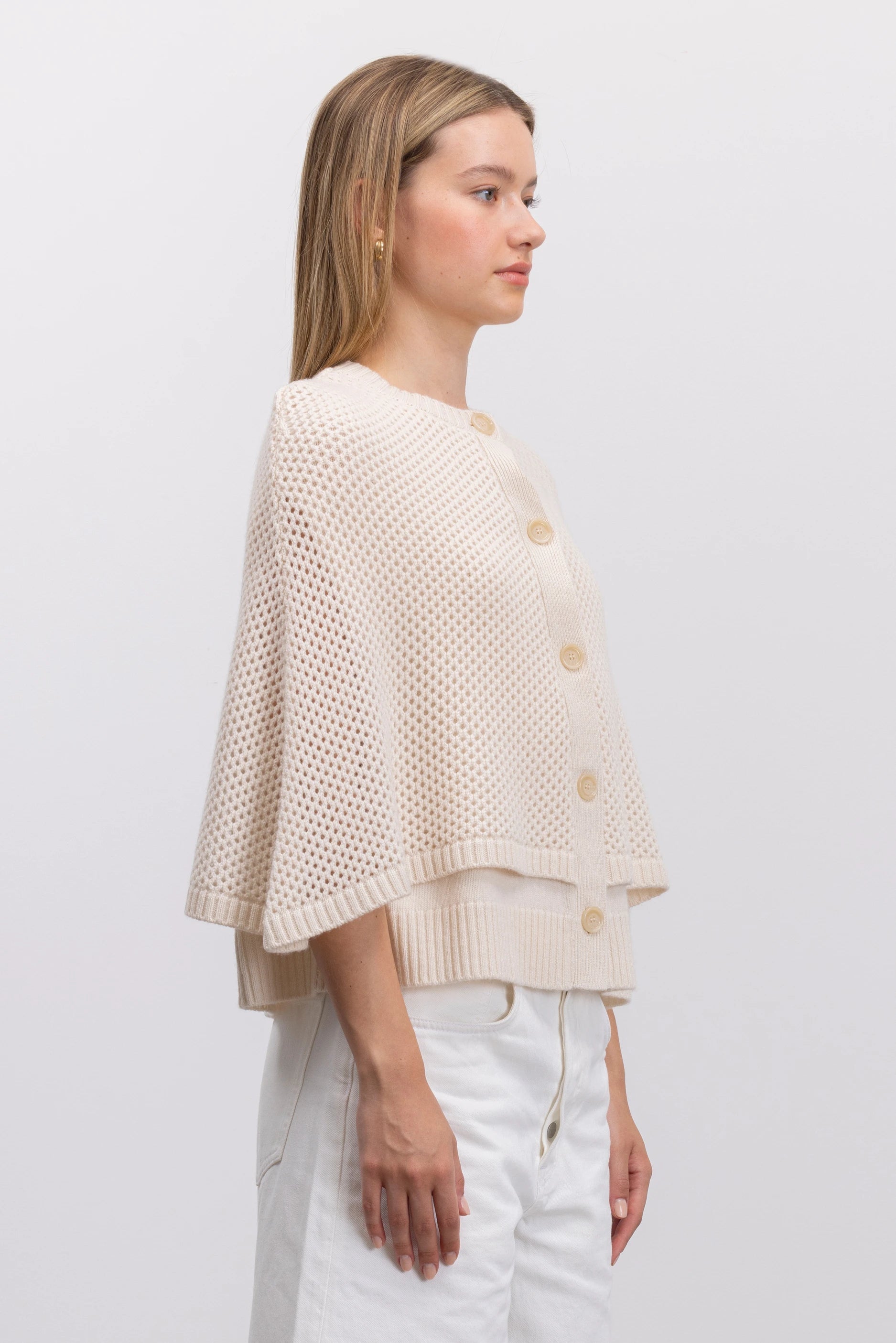 262-17640-41_8_20copie - Allude - 30% Cashmere 70% Wolle Cape Creme Damen SAPG::262-17640 Spring/Summer 2026 Wolle
