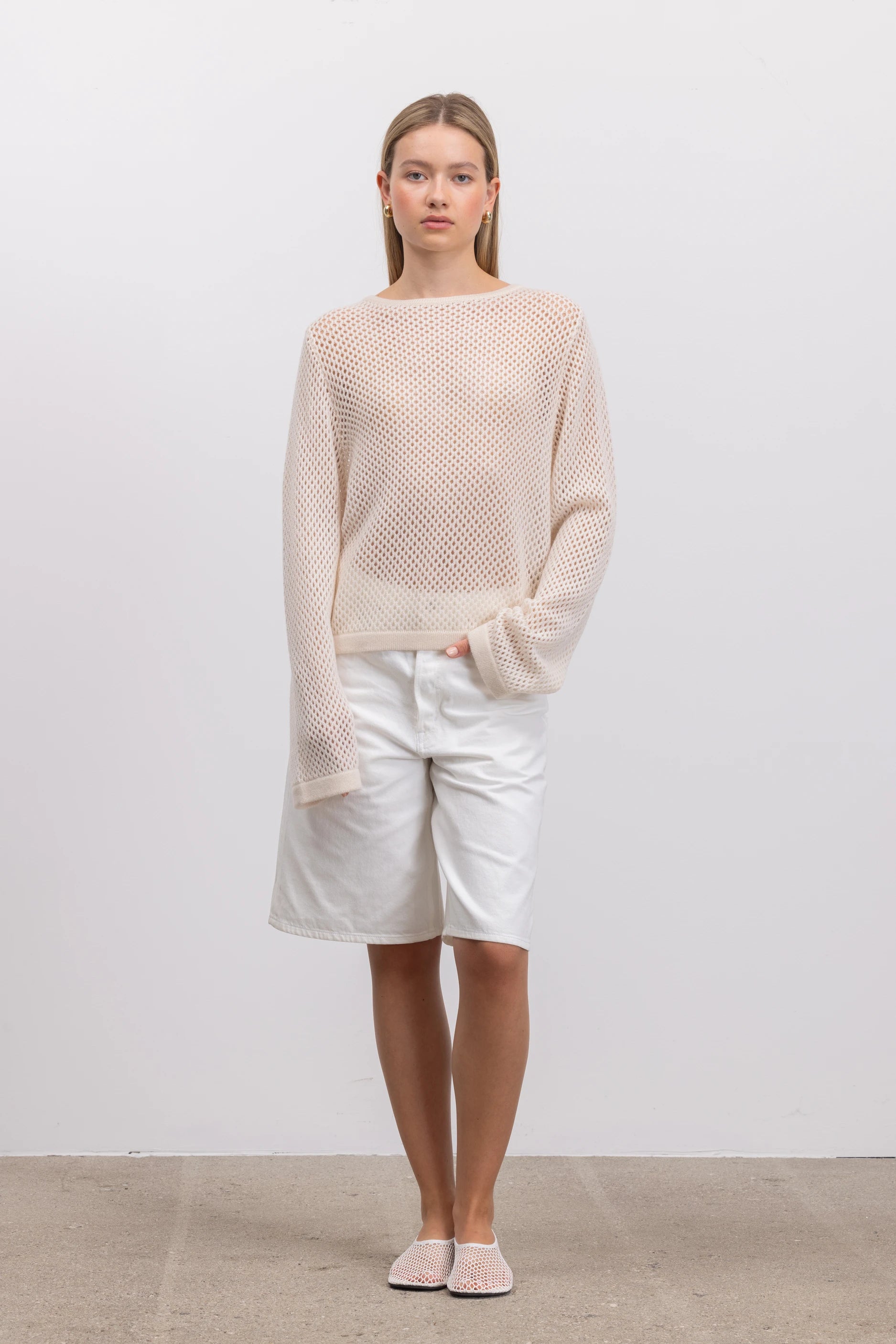 262-17642-41_5 - Allude - 30% Cashmere 70% Wolle Active Creme Damen Langarm Pullover SAPG::262-17642 Spring/Summer 2026 U-Boot Wolle