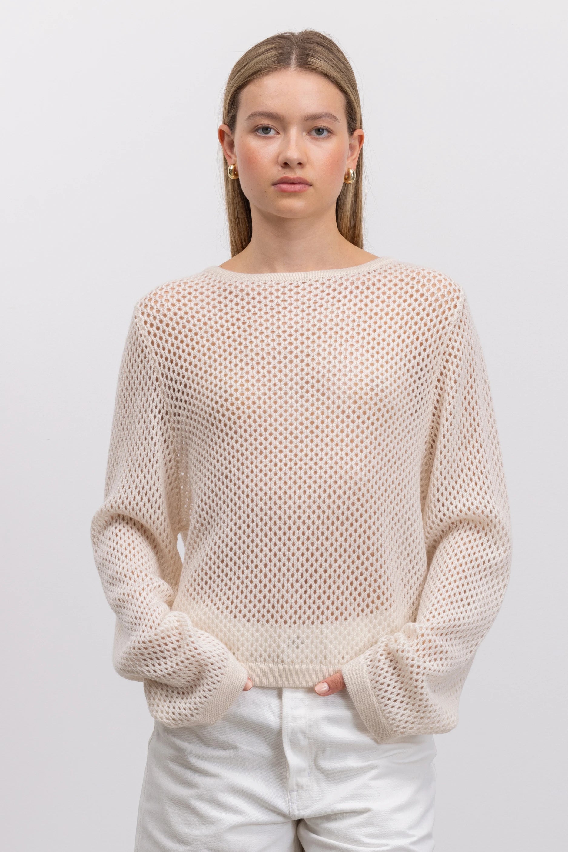 262-17642-41_6 - Allude - 30% Cashmere 70% Wolle Active Creme Damen Langarm Pullover SAPG::262-17642 Spring/Summer 2026 U-Boot Wolle