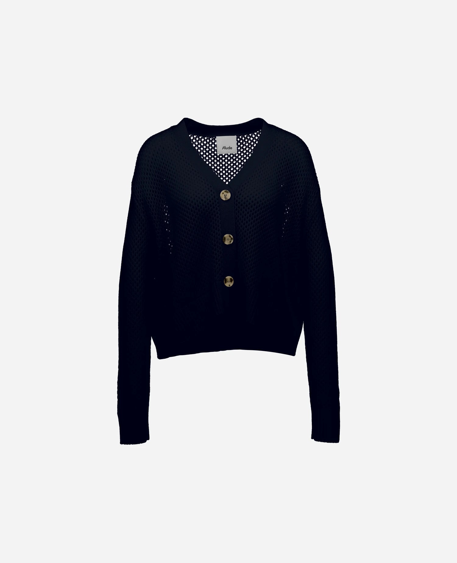 262-17645-14_1 - Allude - 30% Cashmere 70% Wolle Damen Langarm Navy SAPG::262-17645 Spring/Summer 2026 Strickjacke V-Ausschnitt Wolle