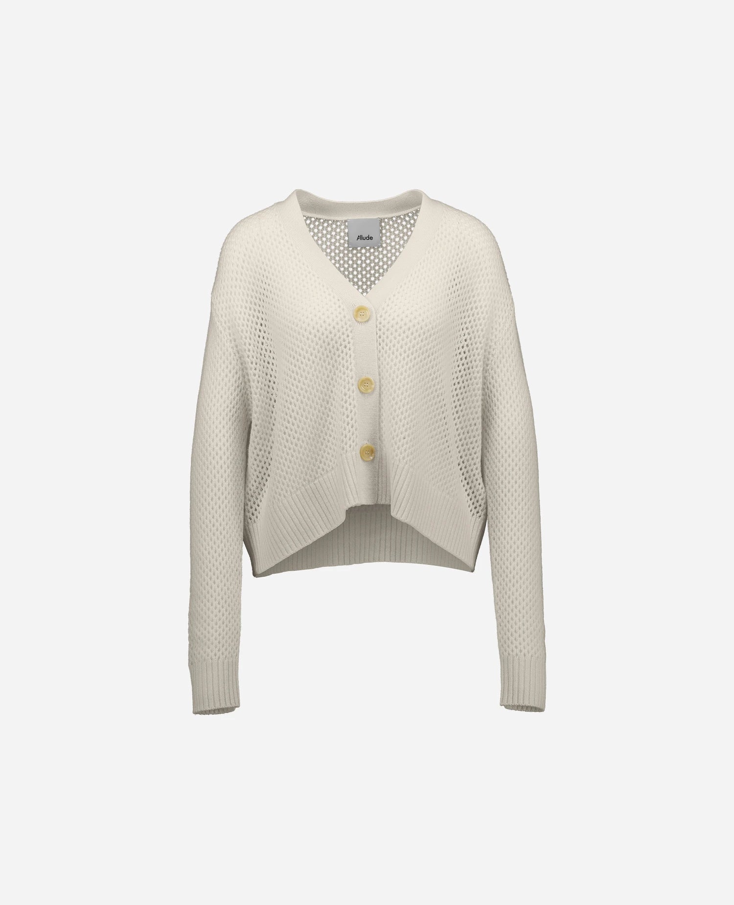 262-17645-41_1 - Allude - 30% Cashmere 70% Wolle Creme Damen Langarm SAPG::262-17645 Spring/Summer 2026 Strickjacke V-Ausschnitt Wolle