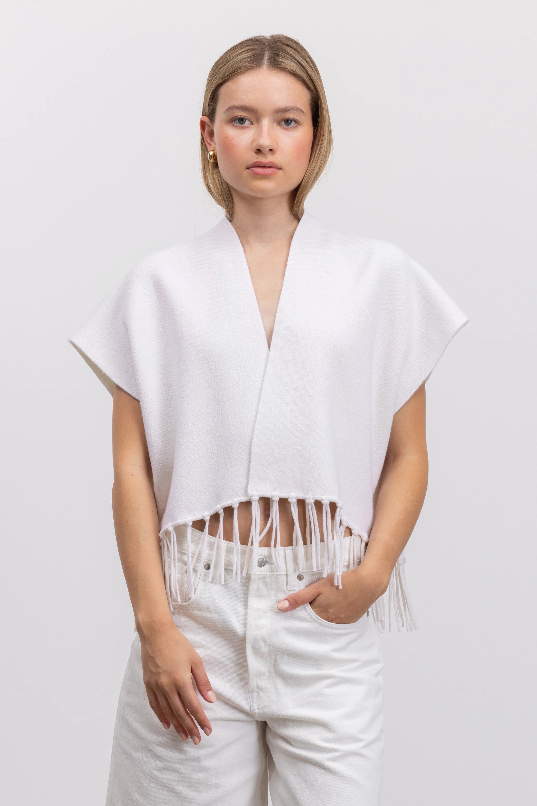 262-17650-40_6 - Allude - 1/8 Arm 30% Cashmere 70% Wolle Active Damen SAPG::262-17650 Spring/Summer 2026 Weiß Weste Wolle