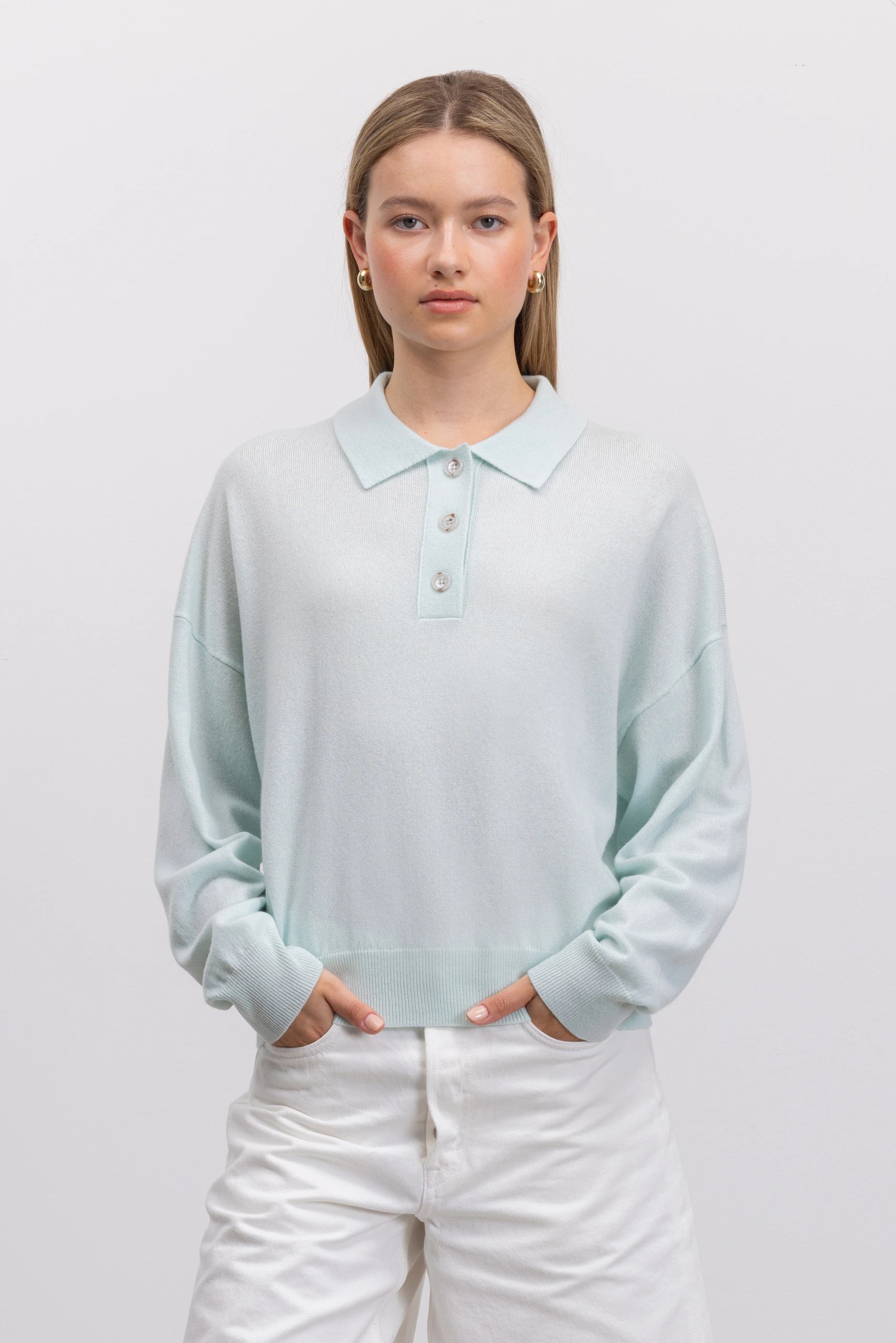 262-17741-30_6 - Allude - 30% Cashmere 70% Wolle Active Damen Grün Langarm Polo Pullover SAPG::262-17741 Spring/Summer 2026 Wolle