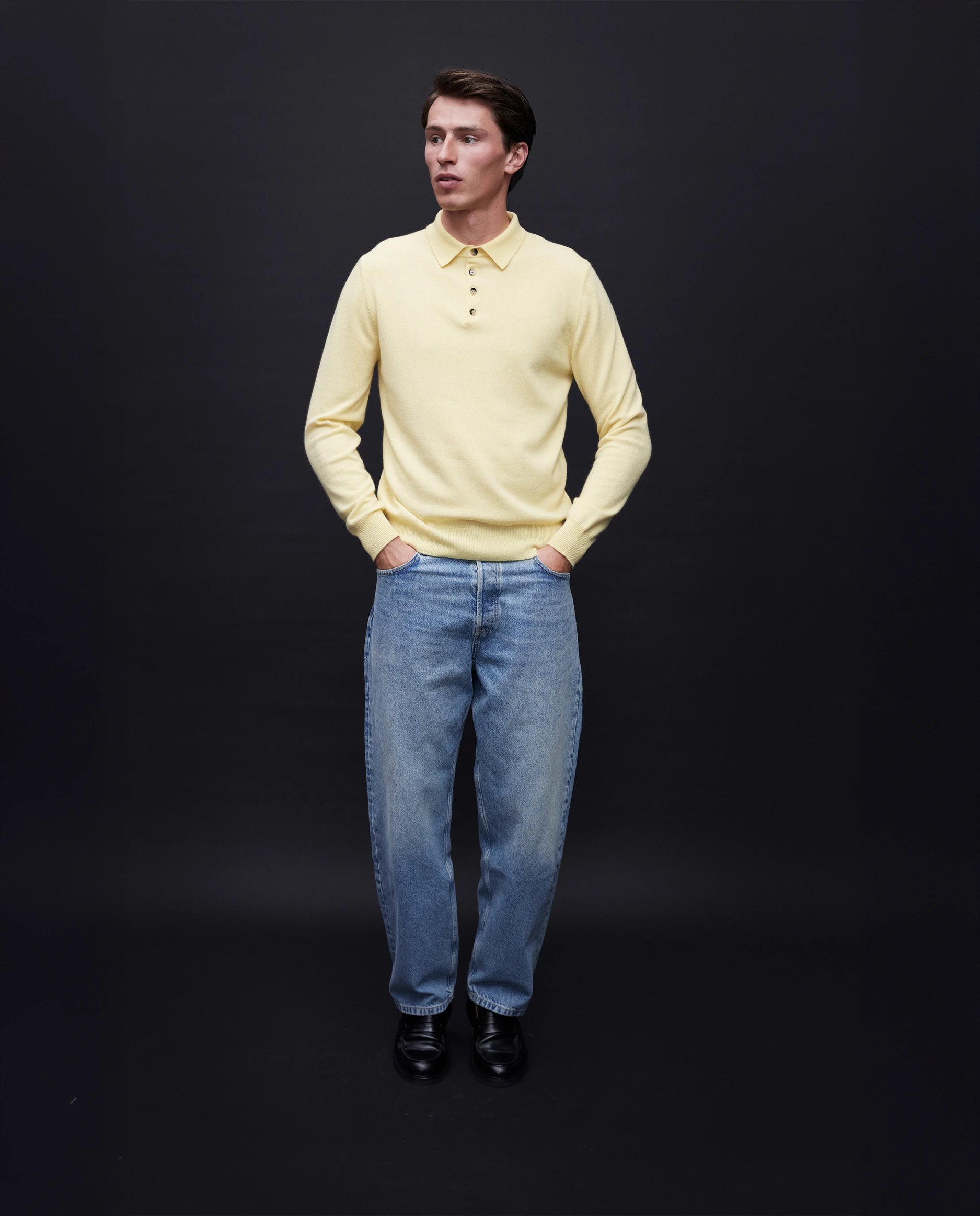 262-30023-21_4425 - Allude - 100% Cashmere Active Cashmere Gelb Herren Langarm NEW Polo Pullover SAPG::262-30023 Spring/Summer 2026