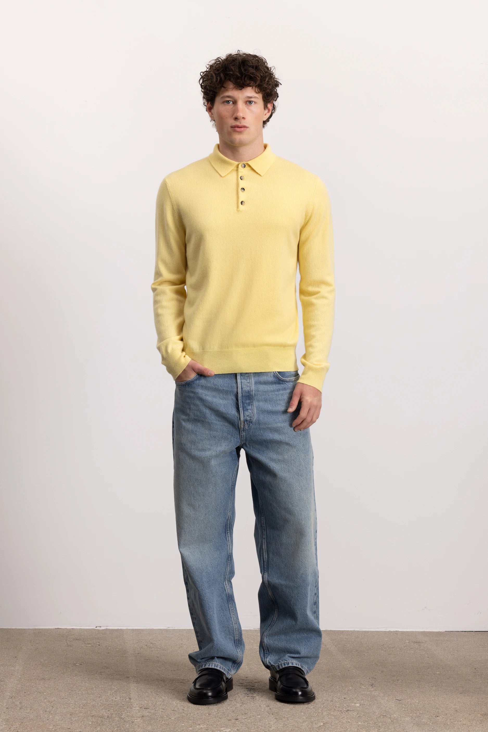 262-30023-21_5 - Allude - 100% Cashmere Active Cashmere Gelb Herren Langarm NEW Polo Pullover SAPG::262-30023 Spring/Summer 2026