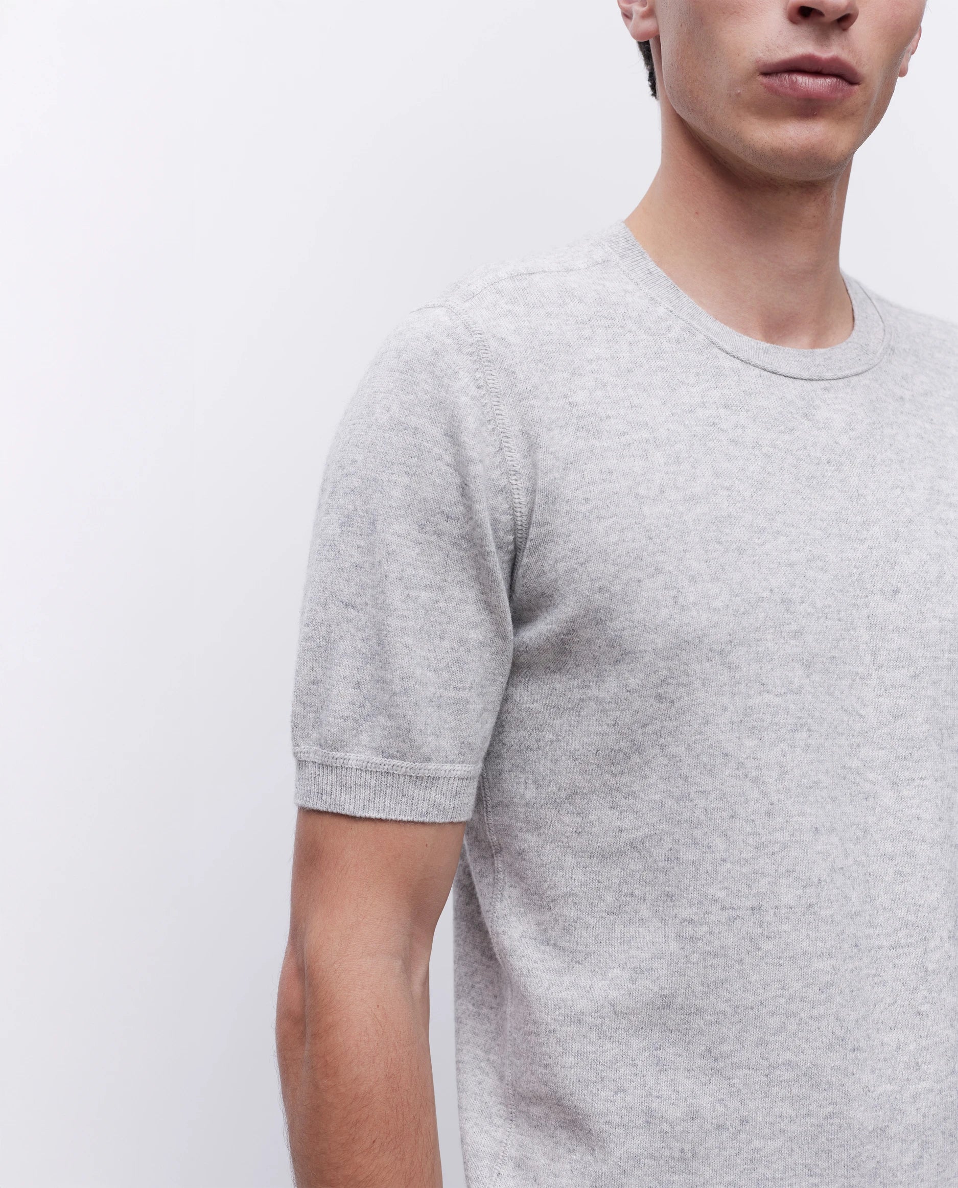 262-35002-81_3287_23ef620b-657f-4ec5-9d4e-24e80e08b8da - Allude - 1/4 Arm 30% Cashmere 70% Baumwolle Active Baumwolle Grau Herren NEW Pullover Rundhals SAPG::262-35002 Spring/Summer 2026