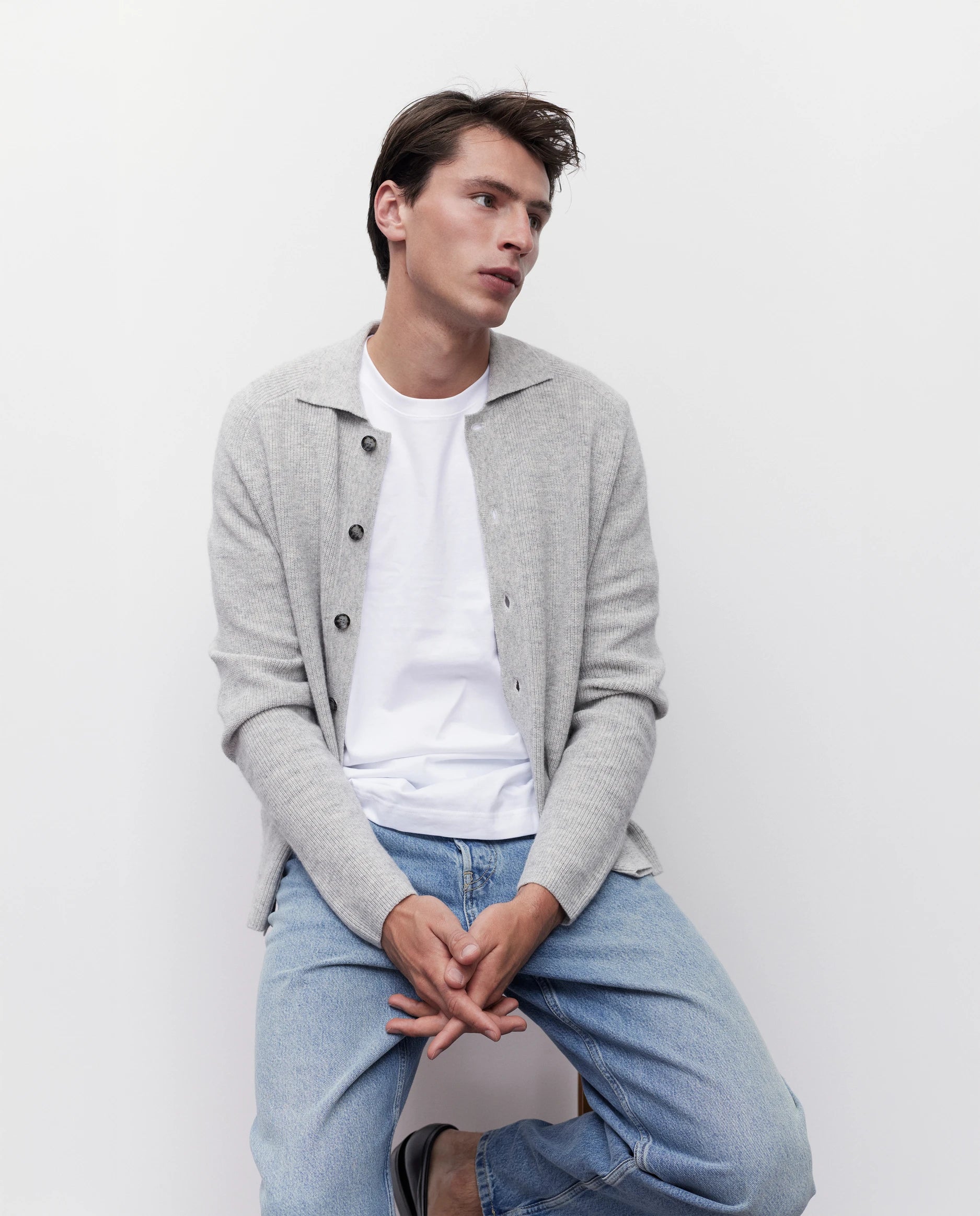 262-35003-81_0772 - Allude - 1/4 Arm 30% Cashmere 70% Baumwolle Active Baumwolle Grau Herren NEW Polo Pullover SAPG::262-35003 Spring/Summer 2026