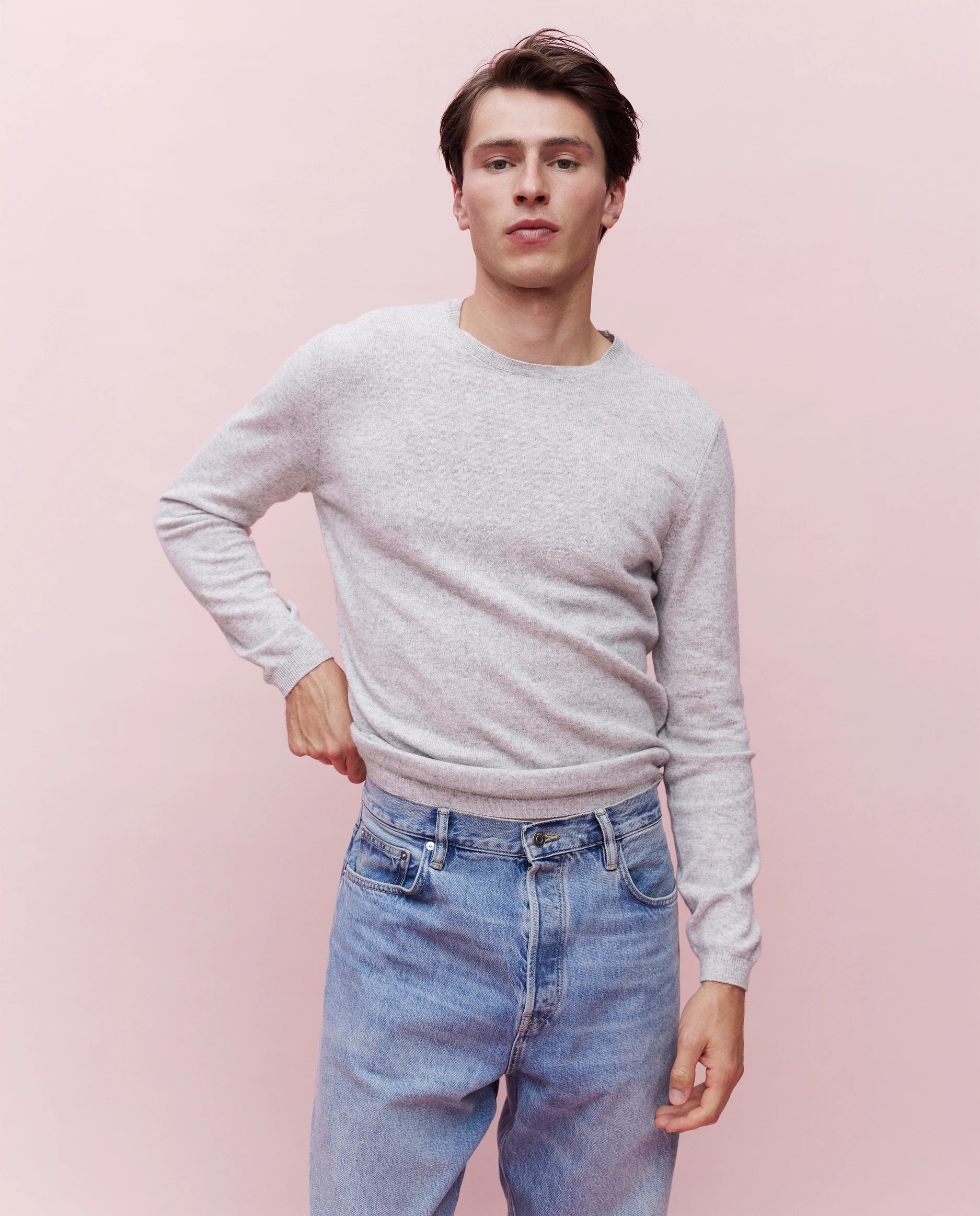 262-35011-81_4648 - Allude - 30% Cashmere 70% Baumwolle Active Baumwolle Grau Herren Langarm NEW Pullover Rundhals SAPG::262-35011 Spring/Summer 2026