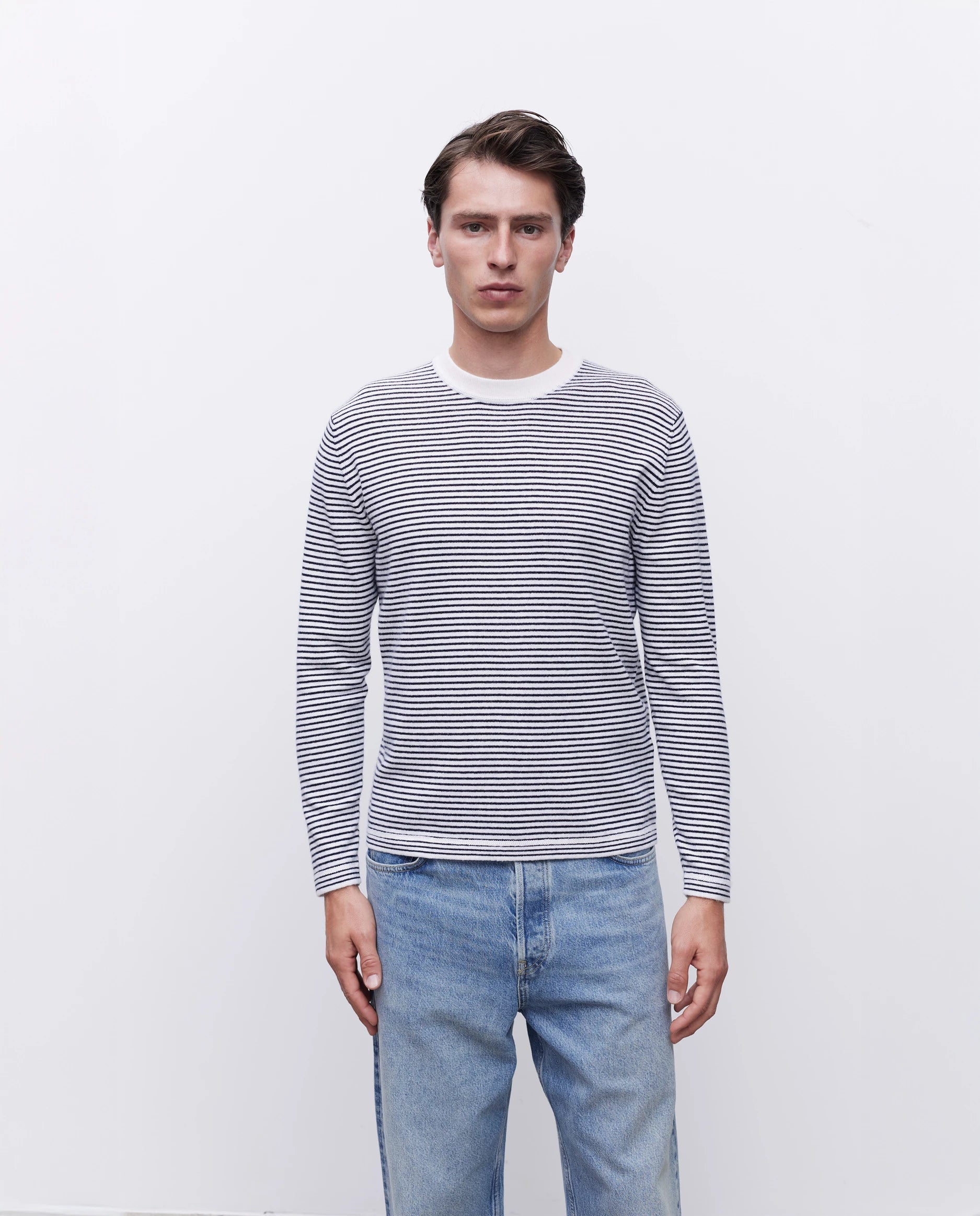 262-35022-4014_3439 - Allude - 30% Cashmere 70% Baumwolle Active Baumwolle Herren Langarm NEW Pullover Rundhals SAPG::262-35022 Spring/Summer 2026 Weiß