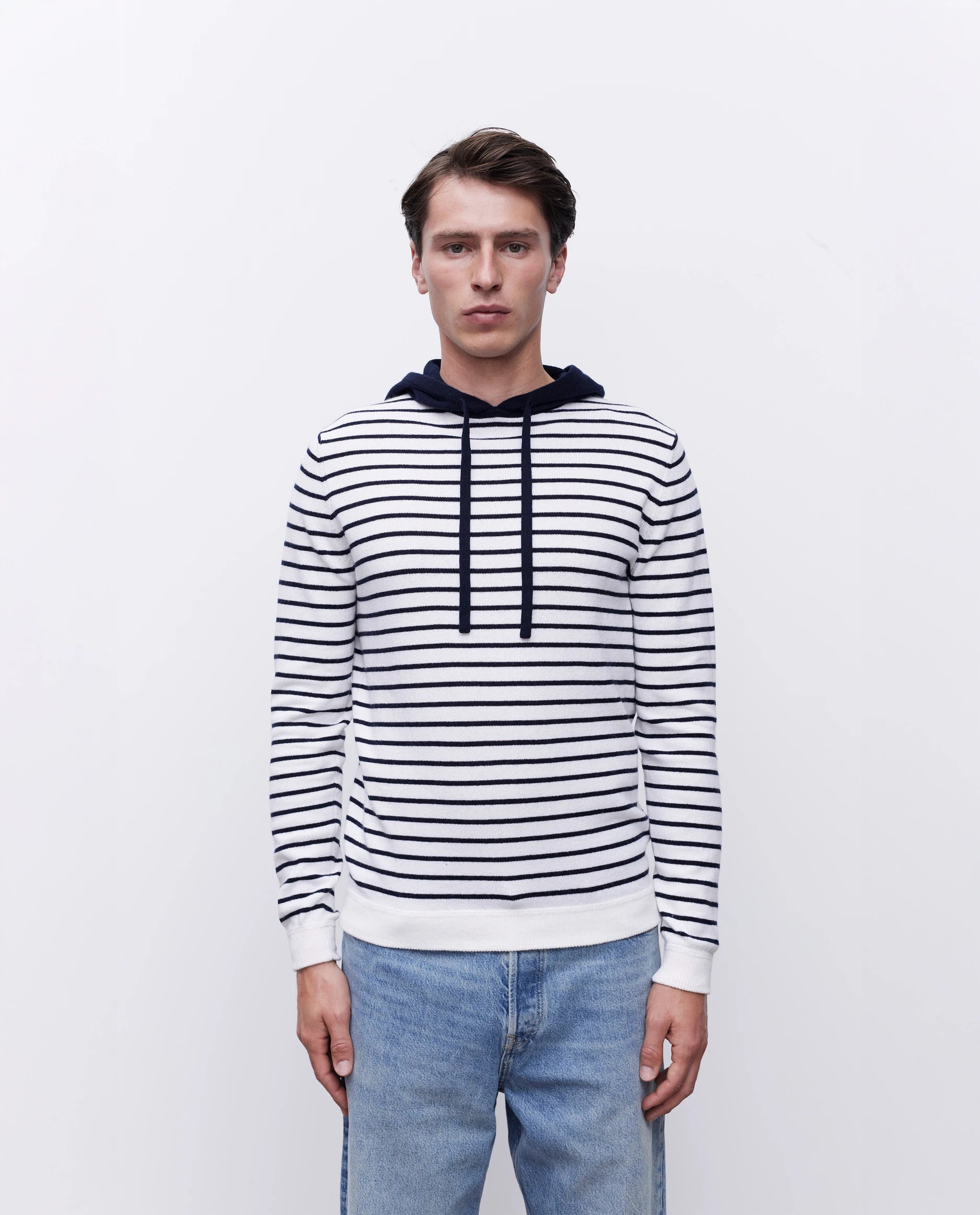 262-35023-4014_3458 - Allude - 30% Cashmere 70% Baumwolle Baumwolle Herren Kapuze Langarm Pullover SAPG::262-35023 Spring/Summer 2026 Weiß